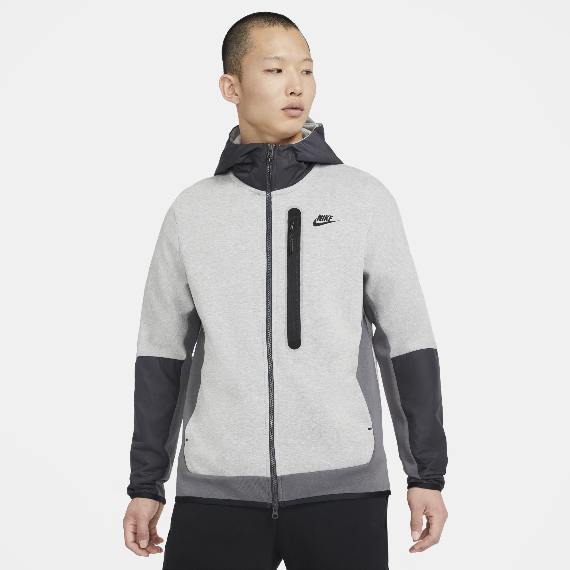 Nike Sportswear Tech Fleece Full-zip Woven Hoodie in Grey for Men | Lyst UK