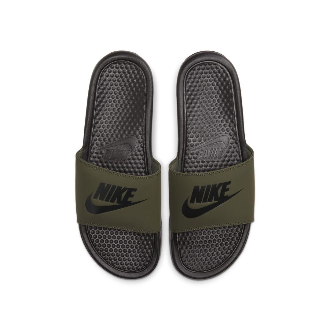 nike benassi slides green