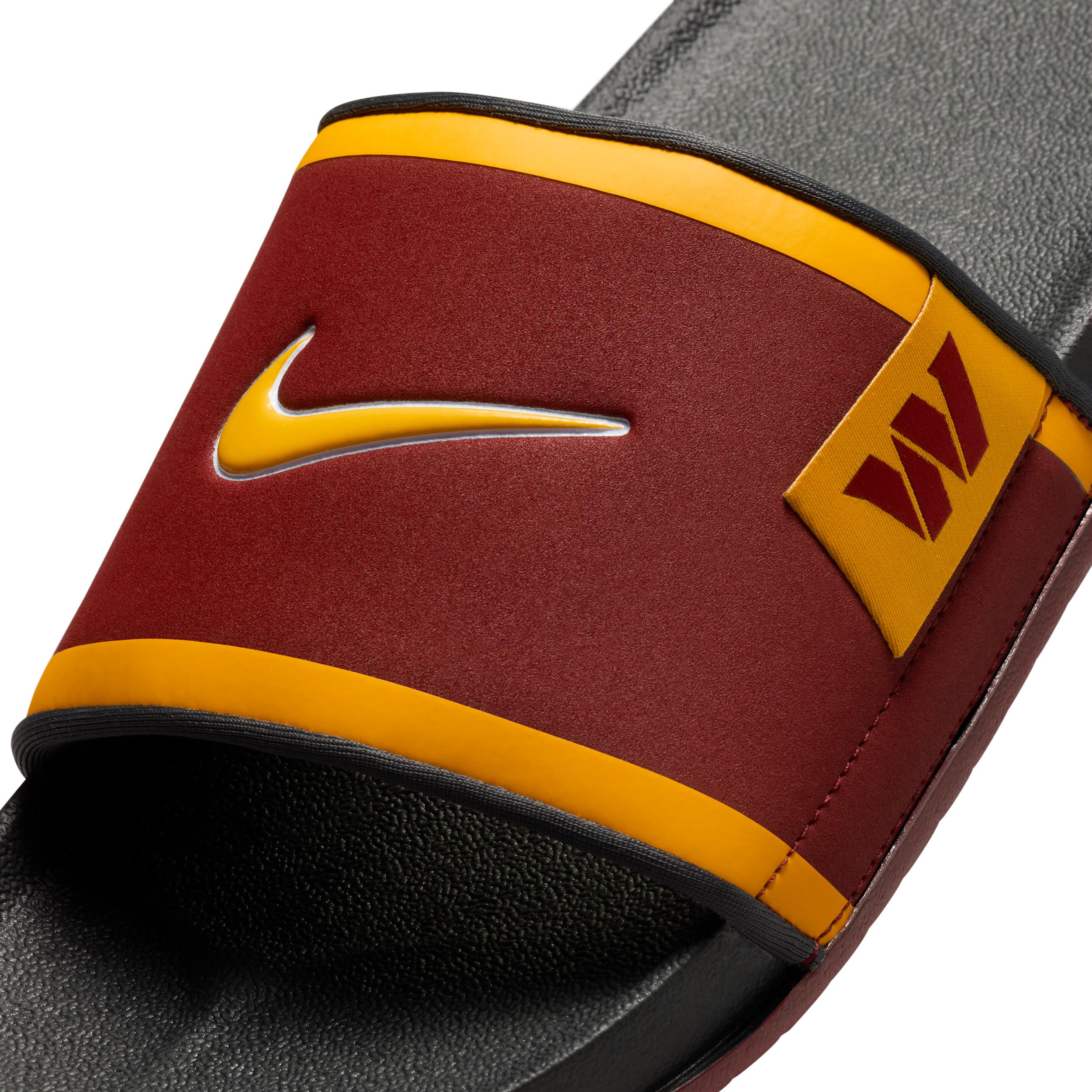 nike red and gold slides