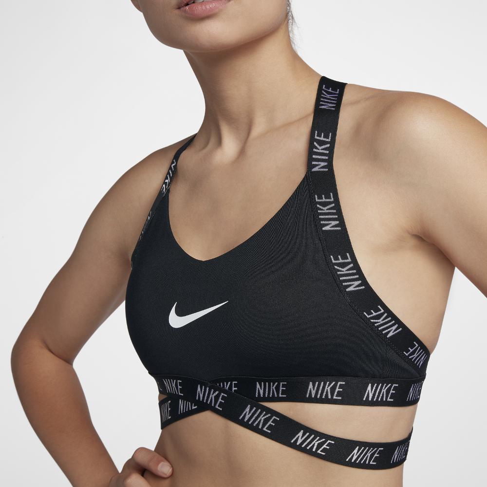 Nike Synthetic Dri-fit Indy Logo Sports Bra in Black/Black/White/White ( Black) | Lyst