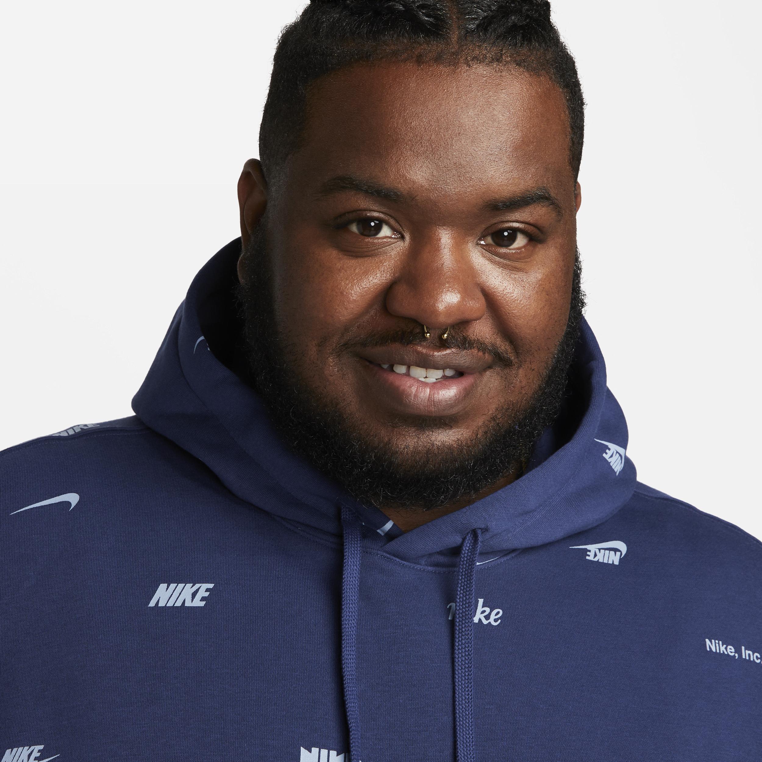 nike sportswear club pullover all over print hoodie erkek sweatshirt