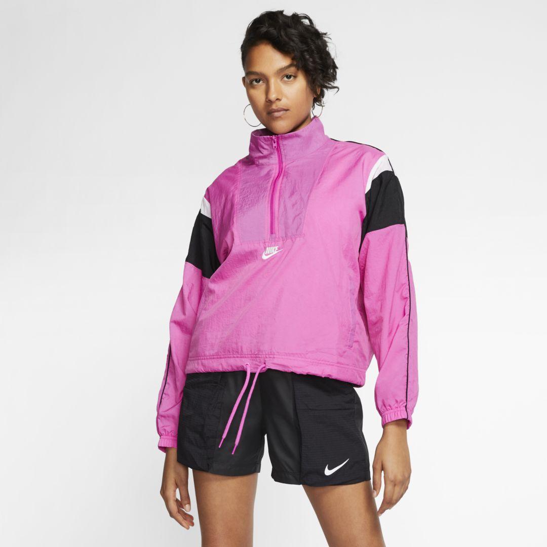 Nike Synthetic Sportswear Heritage Woven Jacket in Pink - Lyst