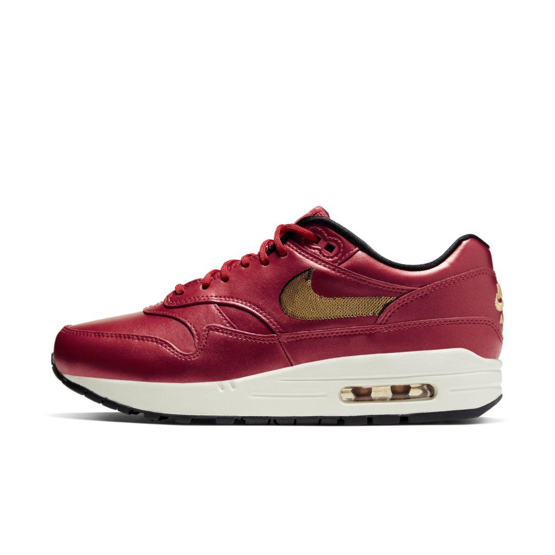 Nike Leather Air Max 1 Icon Clash Shoe in University Red/Metallic Gold  (Red) - Lyst