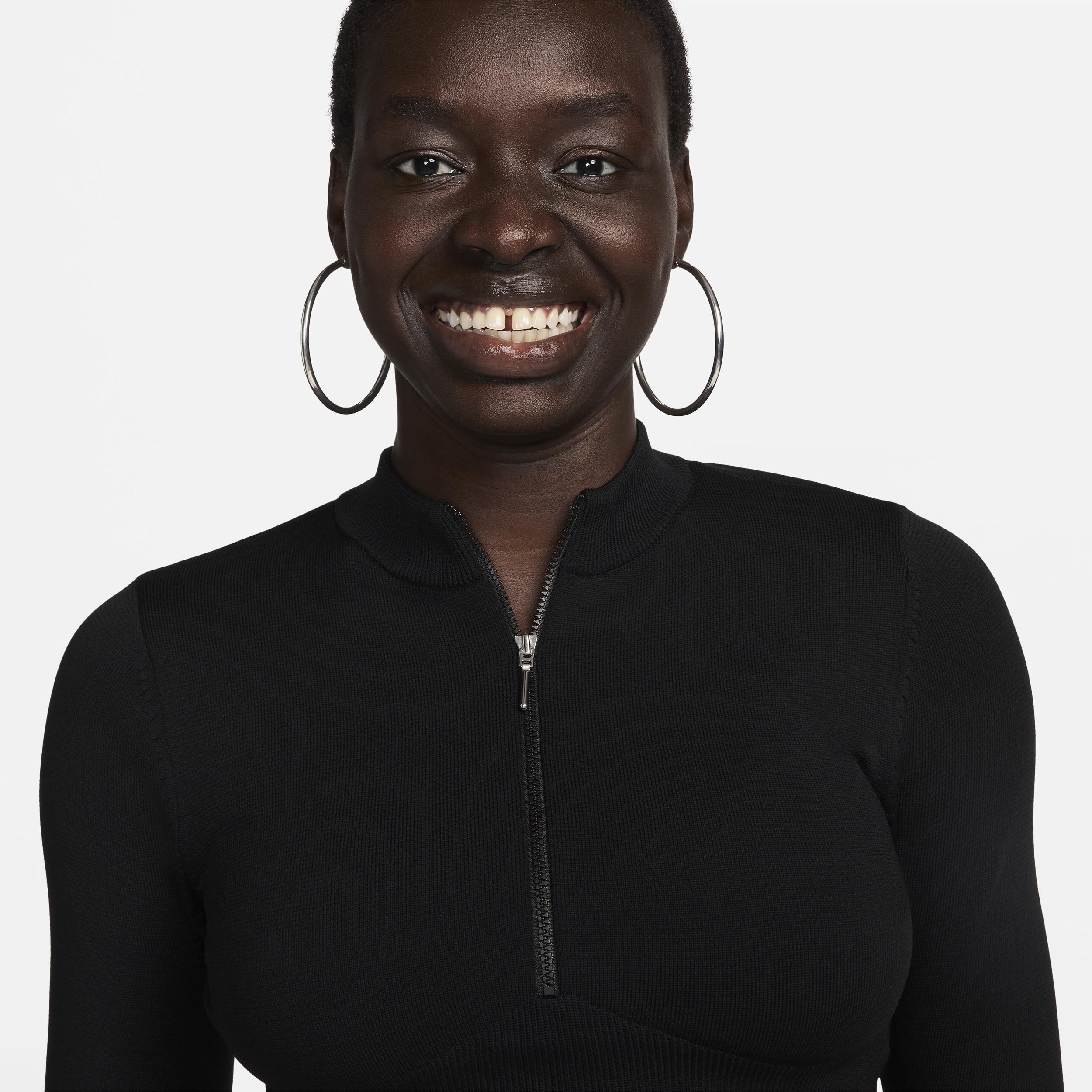 Nike Sportswear Chill Knit Slim Long sleeve Cropped Jumper 1 2 zip Top Polyester nylon 50 Recycled Polyester in Black Lyst UK