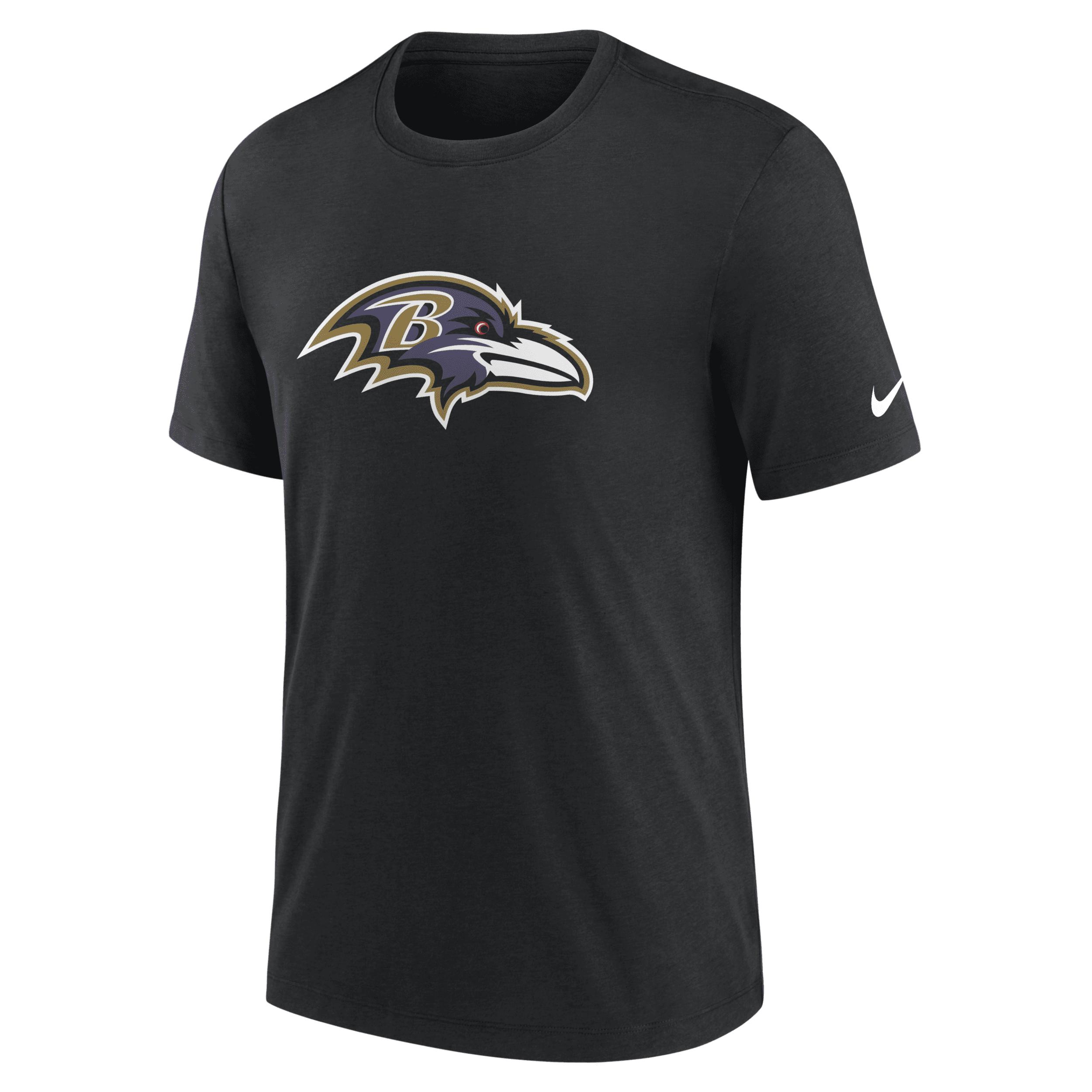 Men's Nike Black Baltimore Ravens Wordmark Logo Tri-Blend T-Shirt