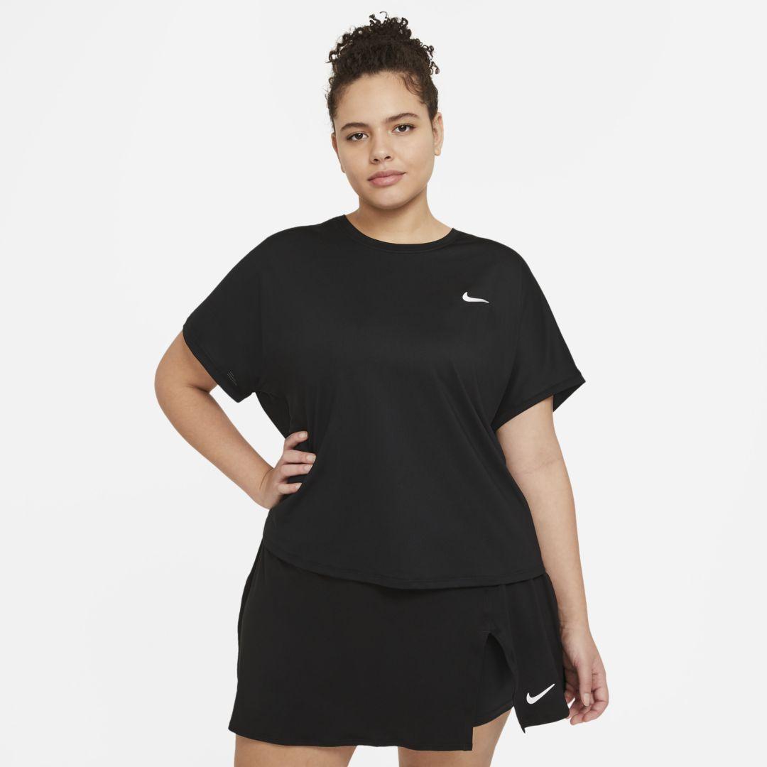 Nike Synthetic Court Dri Fit Victory Short Sleeve Tennis Top In Black White Black Lyst