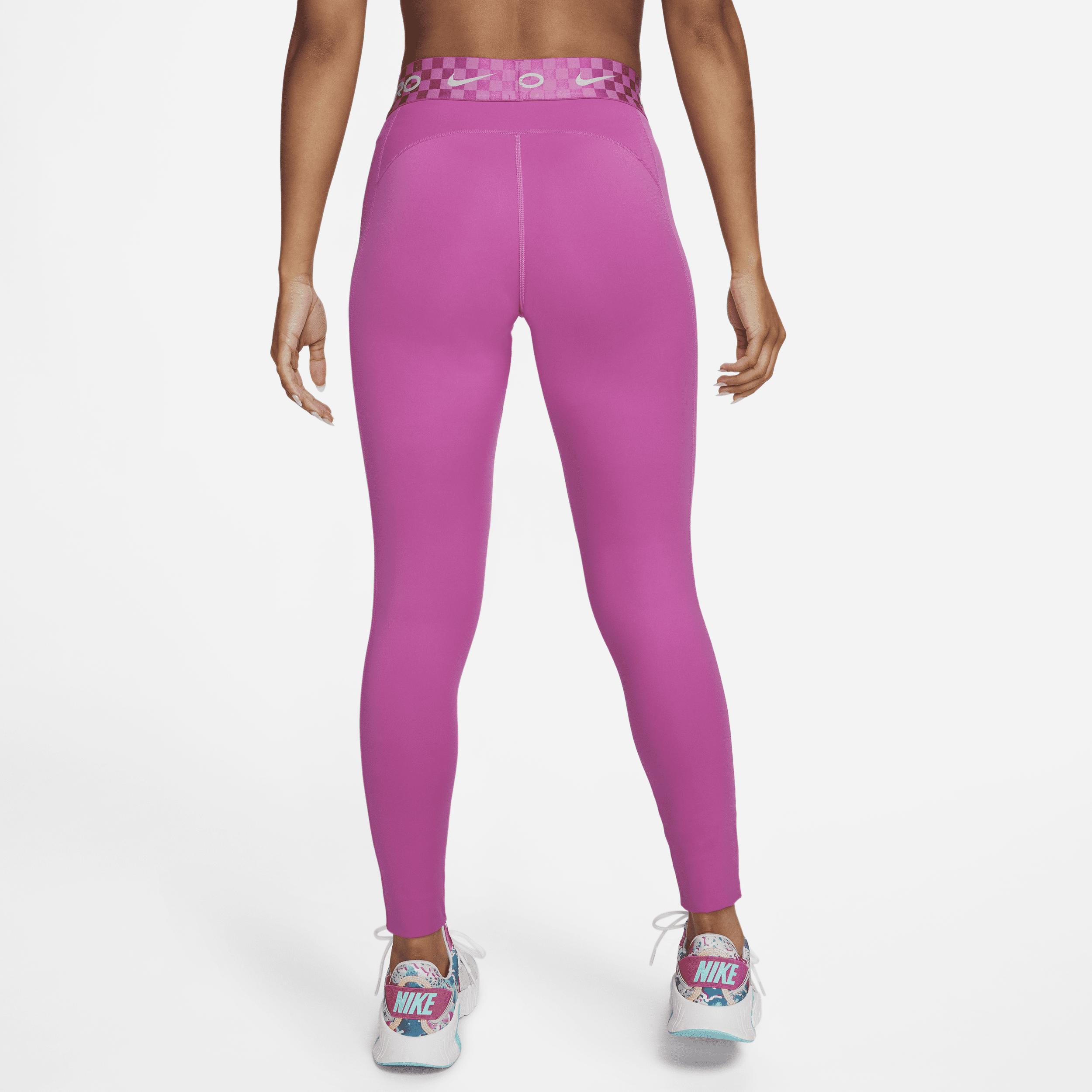 Nike Pro Mid-rise Full-length Graphic Training Leggings In Pink, | Lyst