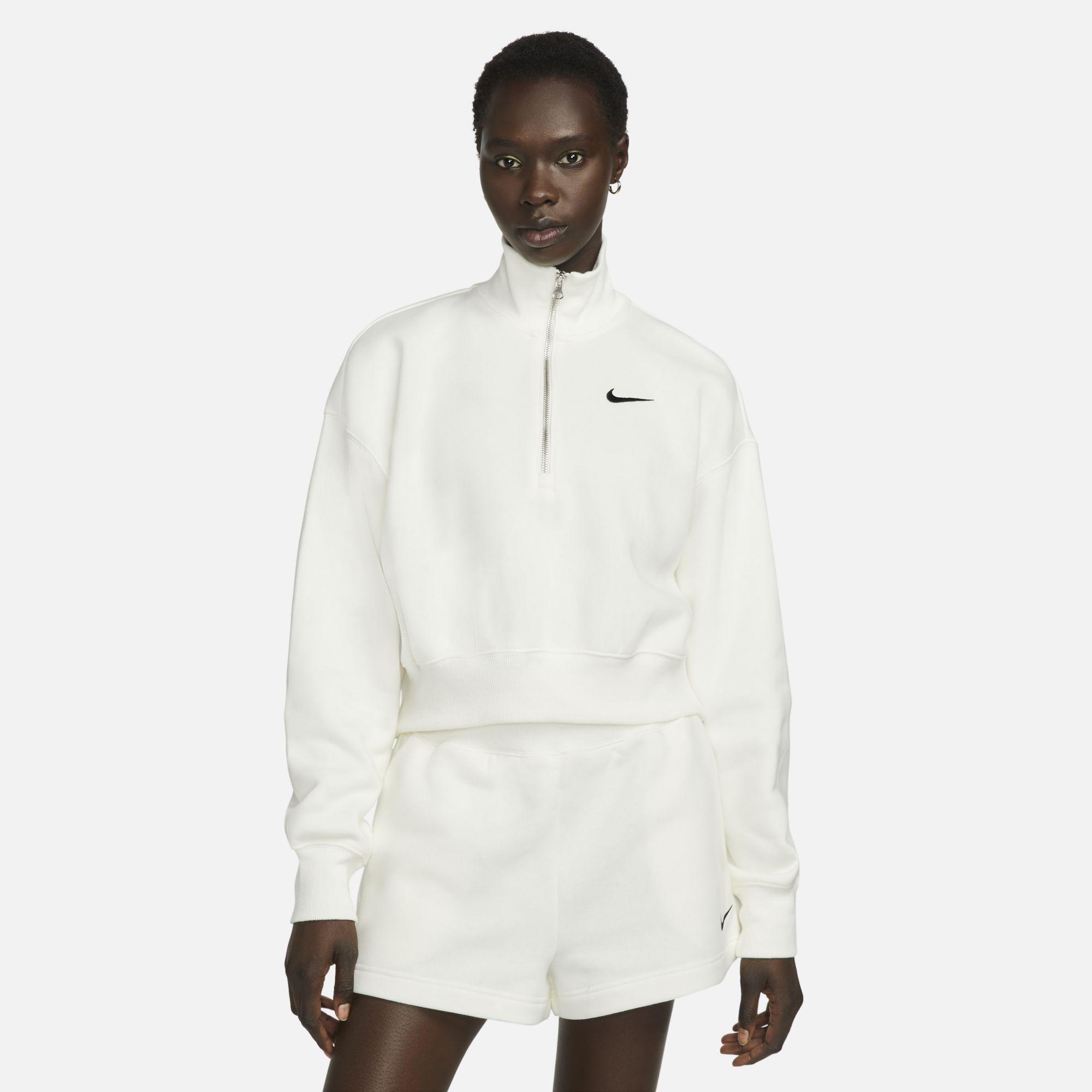 Nike Sportswear Phoenix Fleece Oversized 1/2-zip Crop Sweatshirt in White |  Lyst