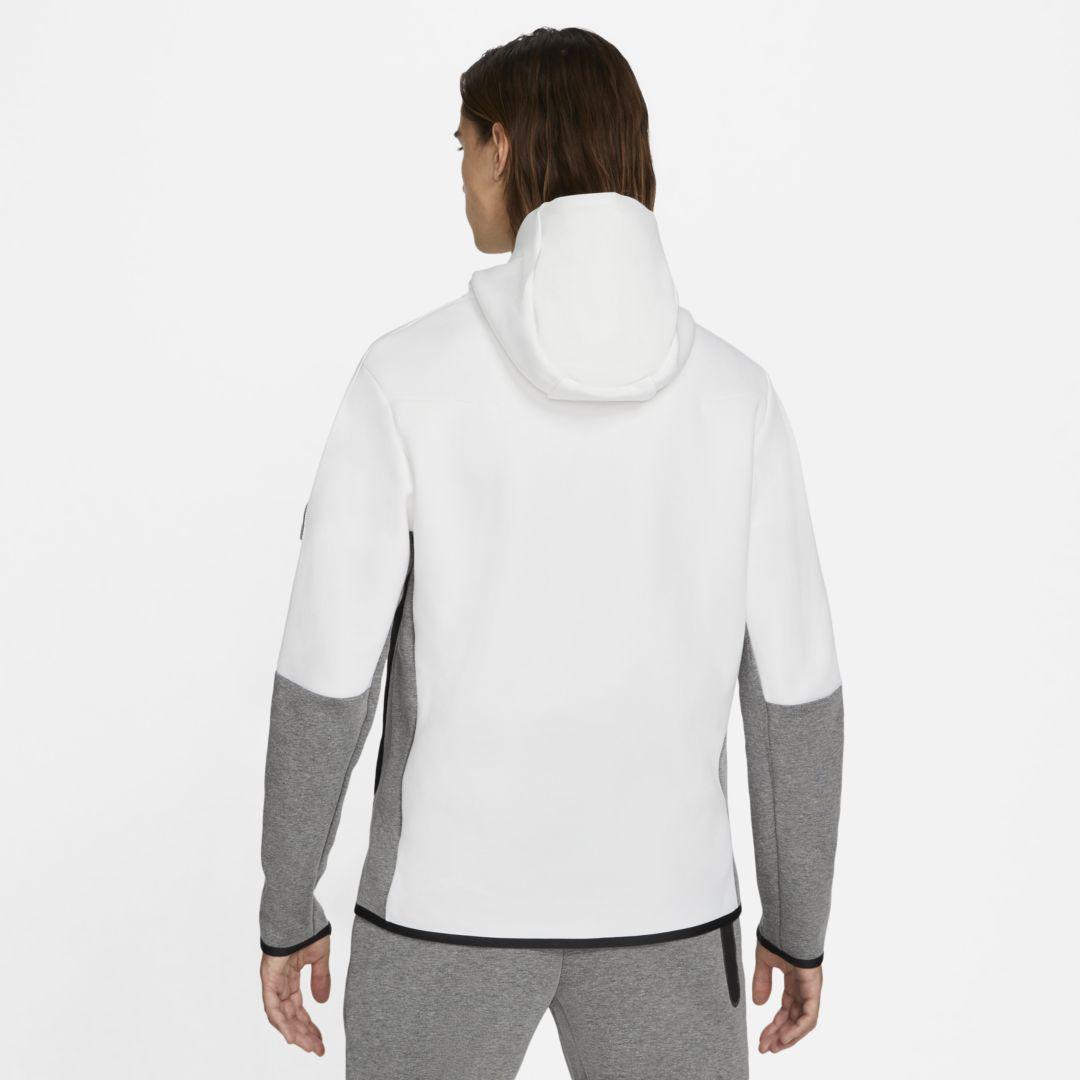 Nike Boys NSW Tech Fleece Full-Zip Hoodie - White/Black/Dark Grey Heather Size M
