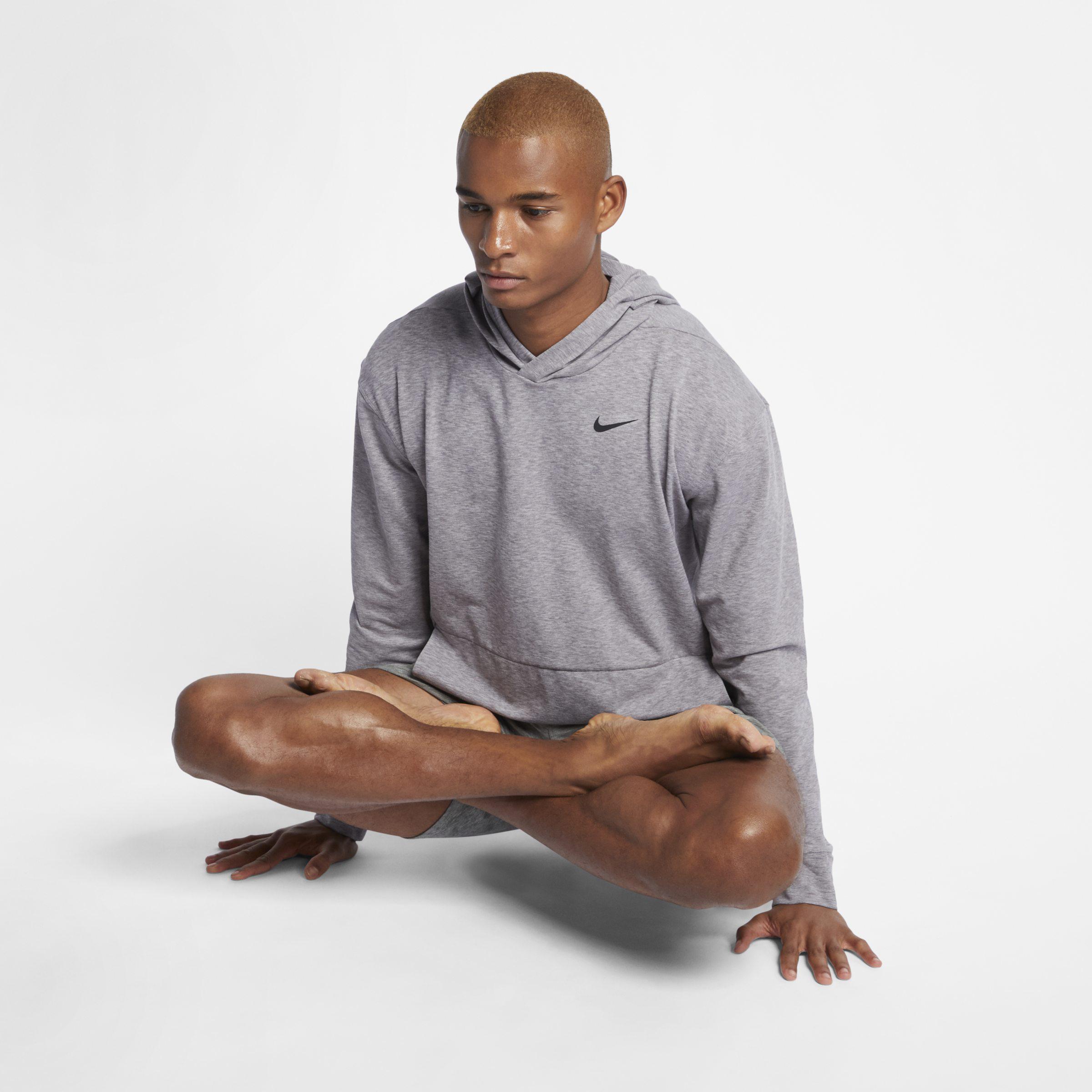 Nike Drifit Pullover Longsleeve Yoga Training Hoodie in Gray for Men