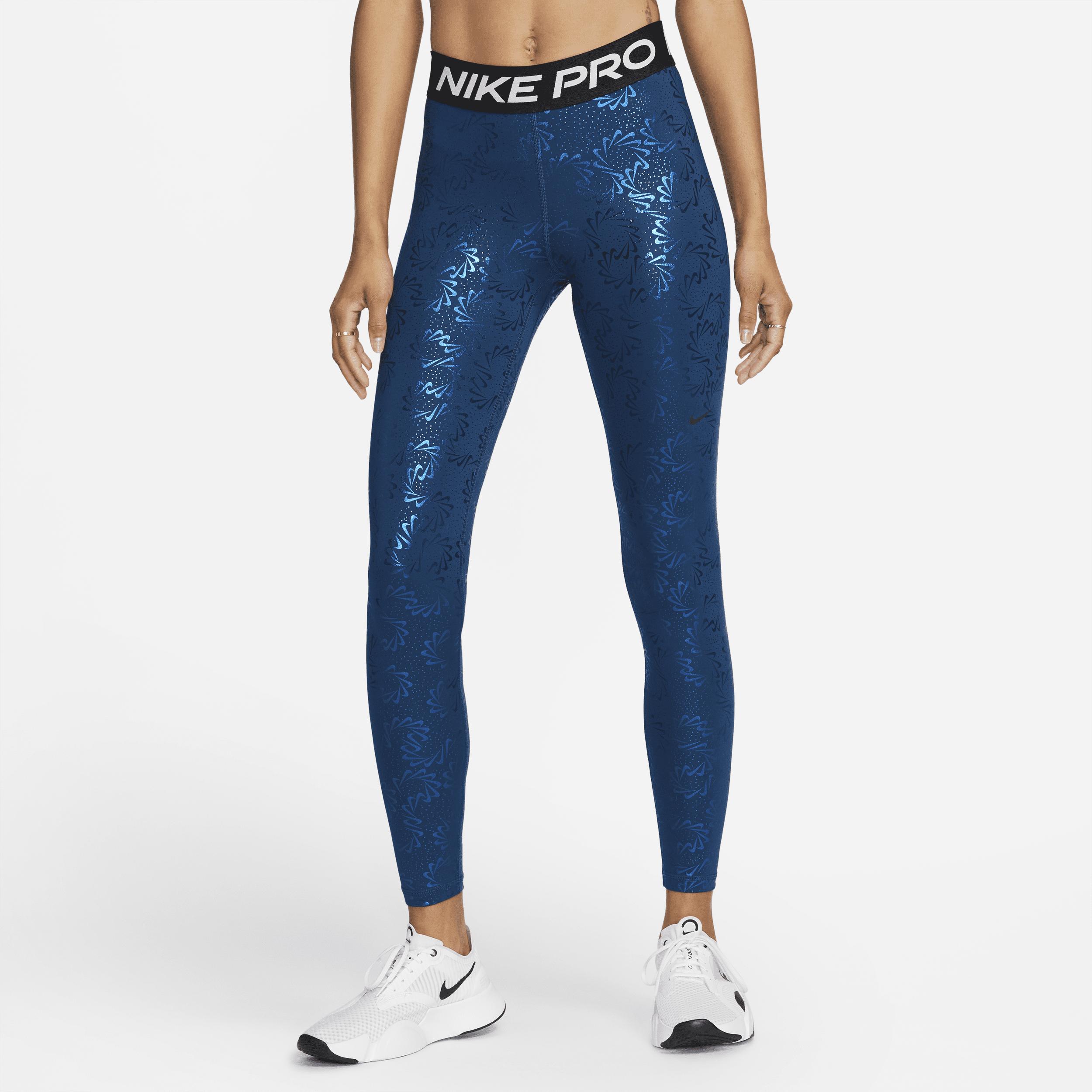 Nike Pro Mid-rise All-over Print leggings in Blue | Lyst