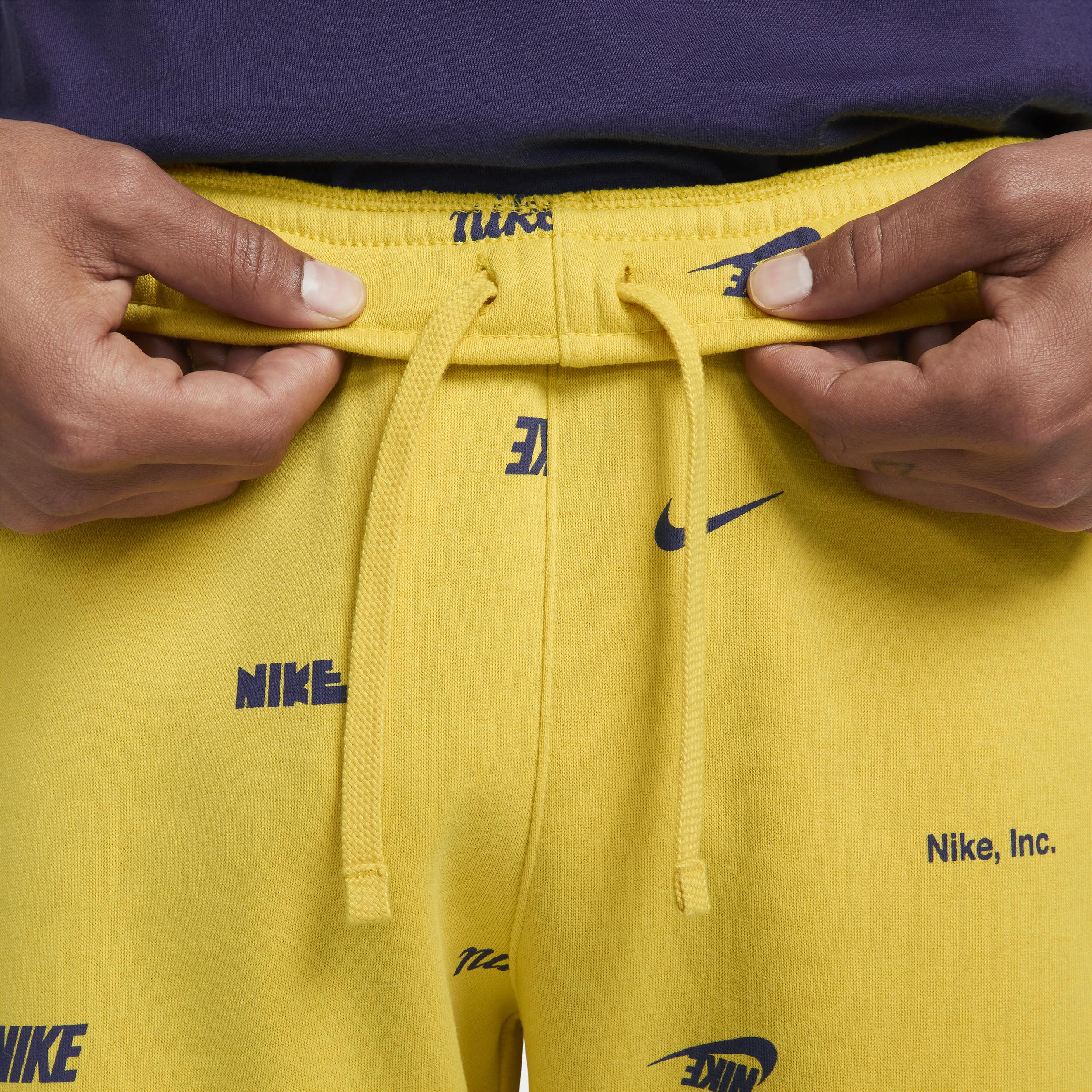 Nike Club Fleece Brushed back Allover Print Jogger Pants in Yellow for Men Lyst