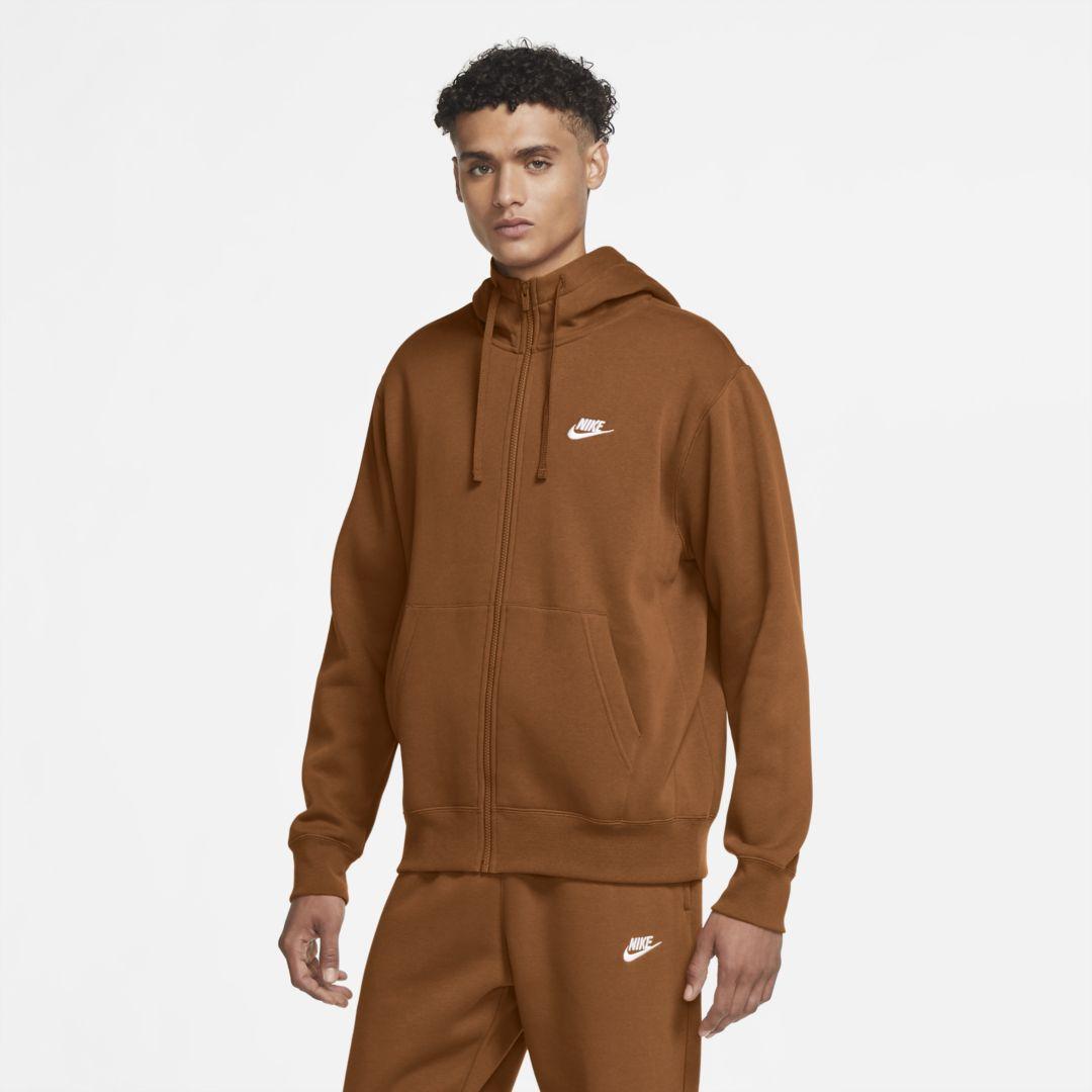 Nike Sportswear Club Fleece Full-zip Hoodie in Brown for Men | Lyst