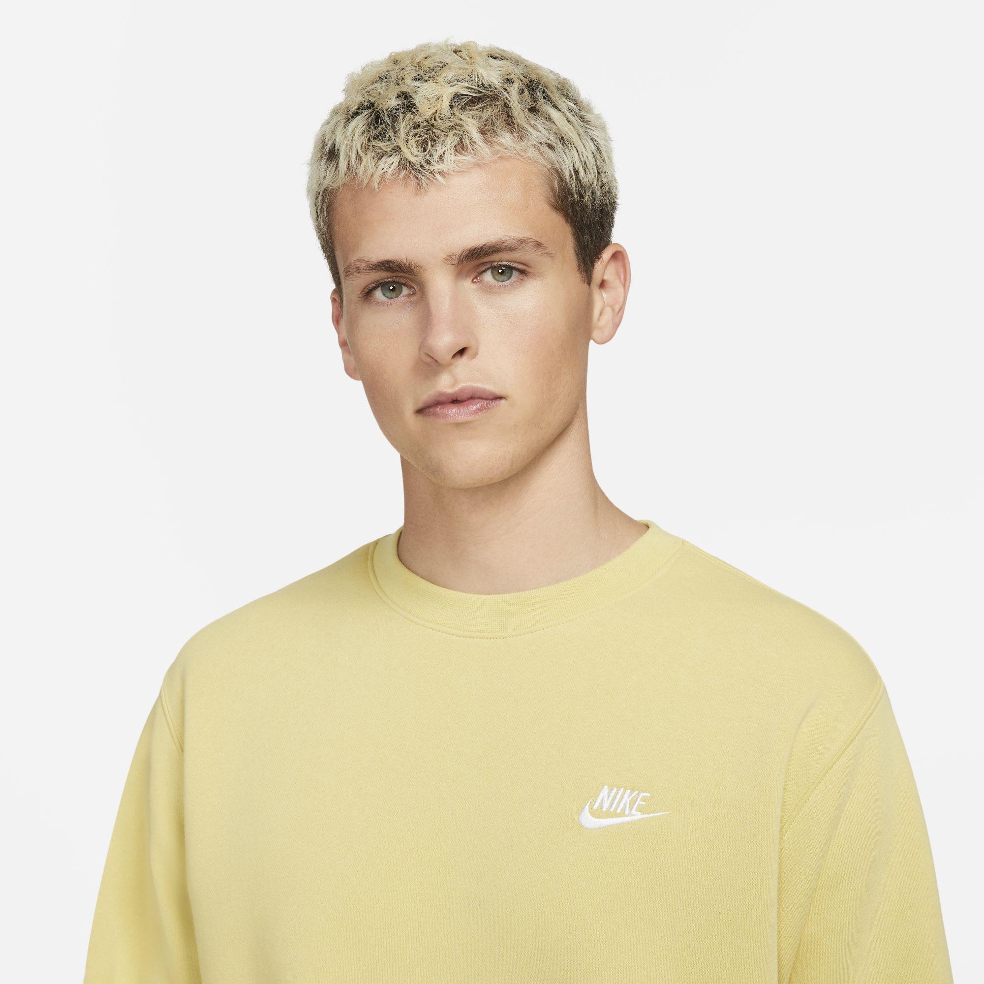 nike club crew neck sweat in mustard