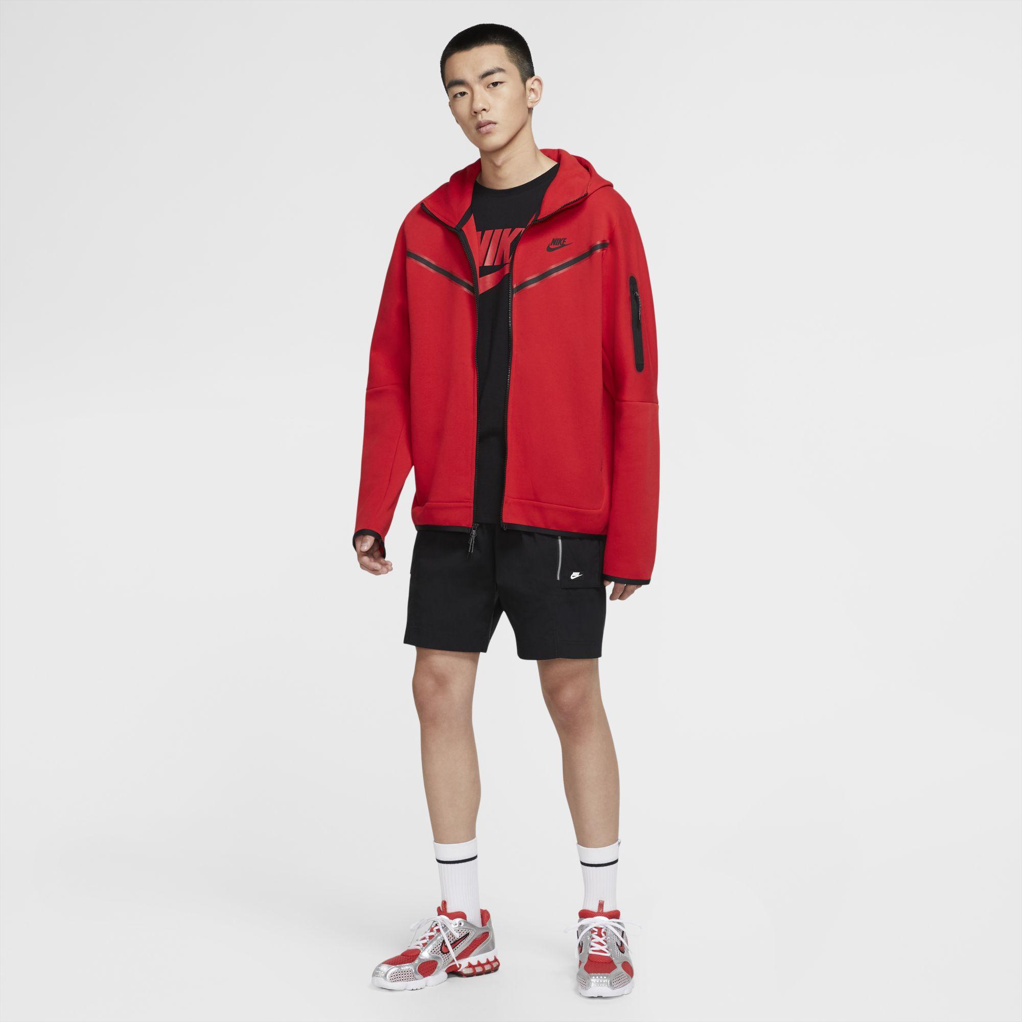 Nike Sportswear Tech Fleece Full-zip Hoodie in Red for Men - Lyst