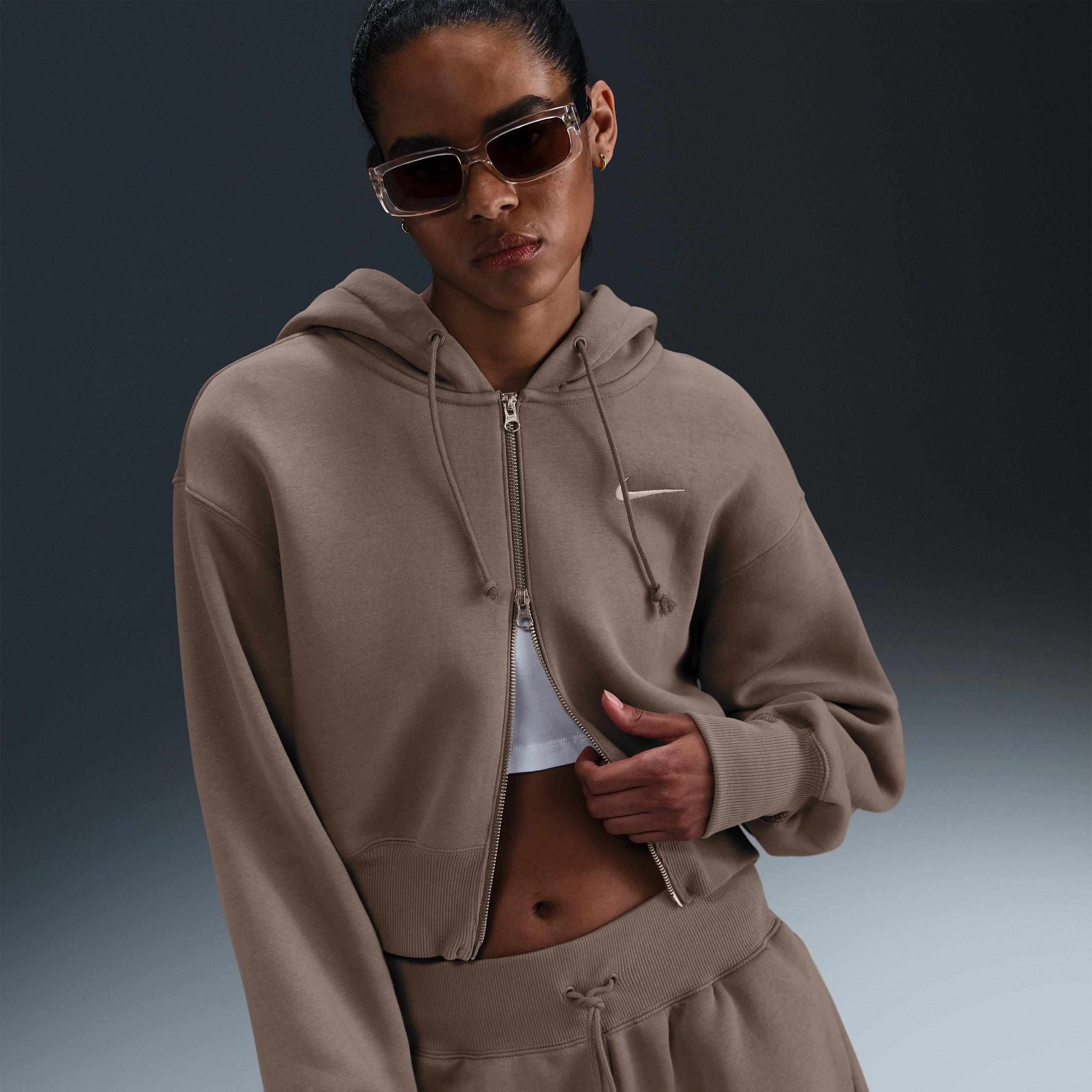★★Nike★★ Sportswear Phoenix Fleece Loose Crop Full Zip H Nike Women's Sportswear Phoenix Fleece Loose Cropped Full