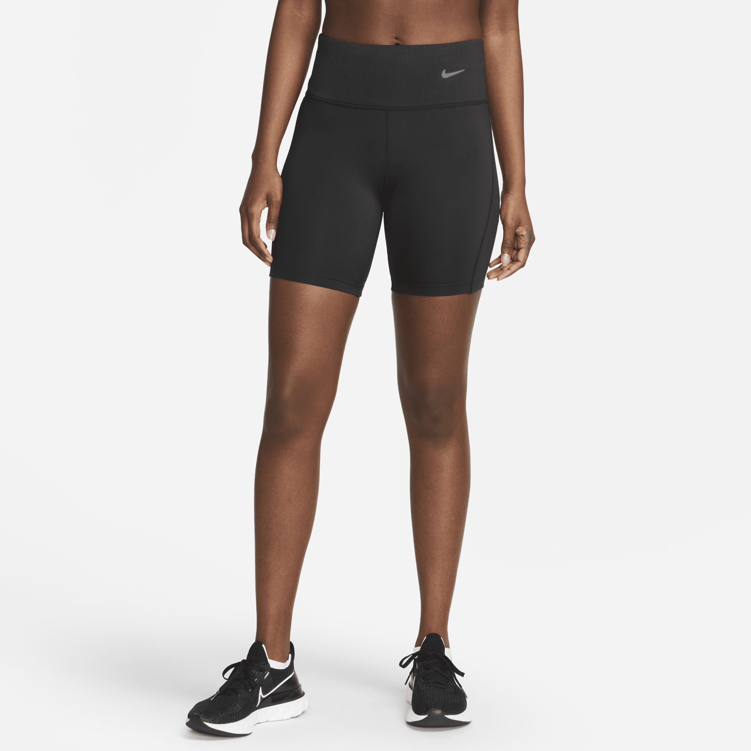 Nike Tight Mid-rise Ribbed-panel Running Shorts With Pockets In Black ...
