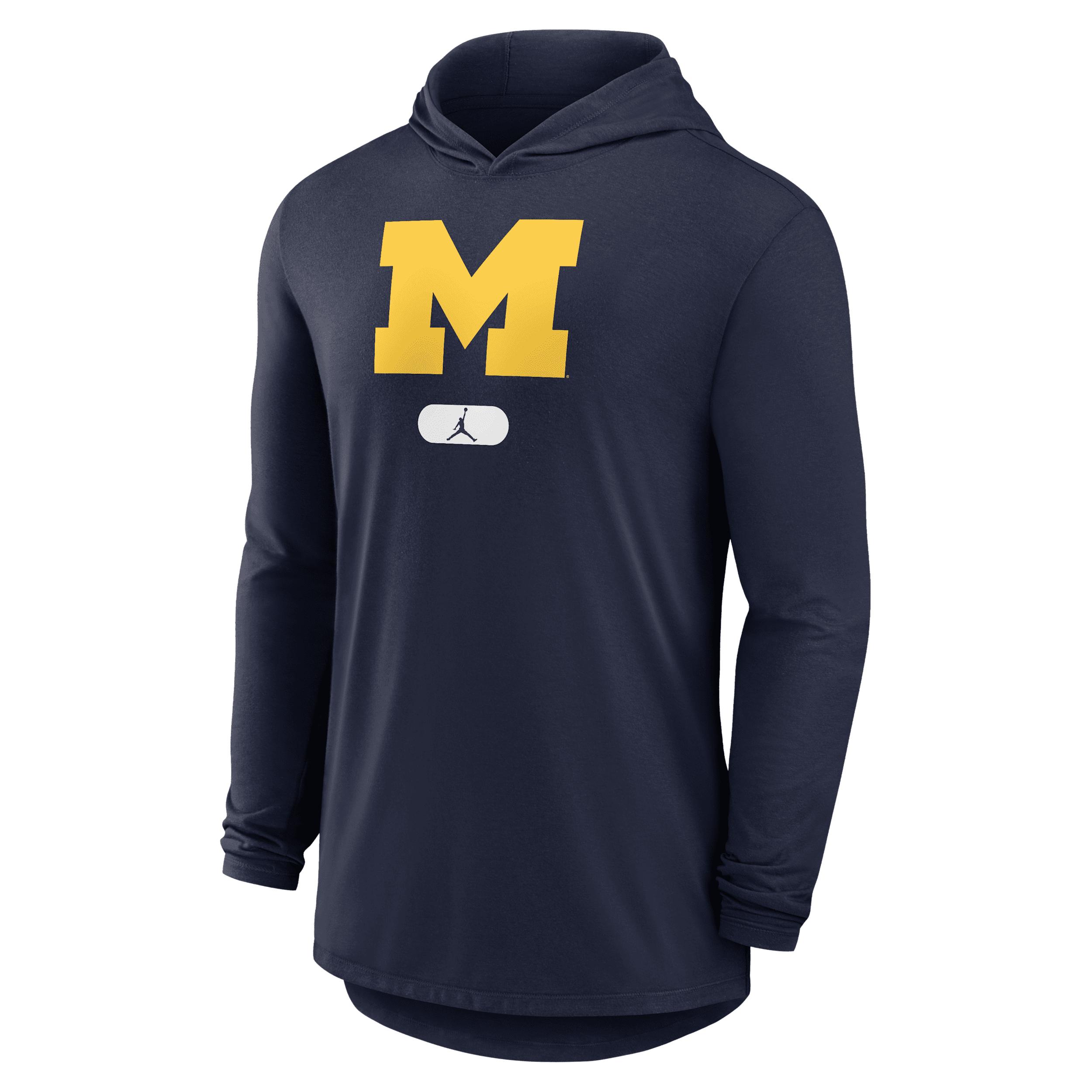 Nike Michigan Wolverines Brand Dri Fit College Long Sleeve Hooded T Shirt in Blue for Men Lyst