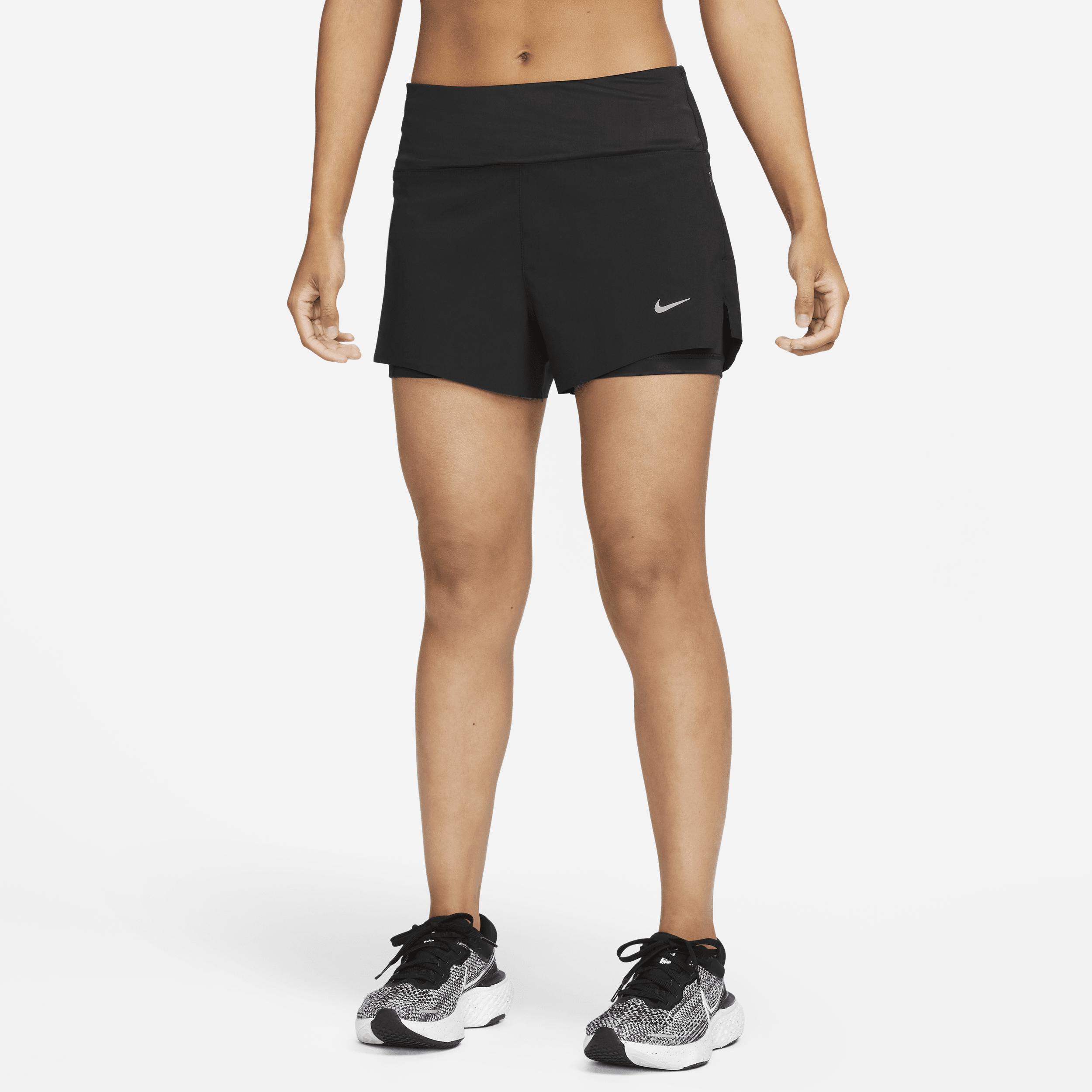 Nike Dri-fit Swift Mid-rise 3" 2-in-1 Running Shorts With Pockets In Black,  | Lyst