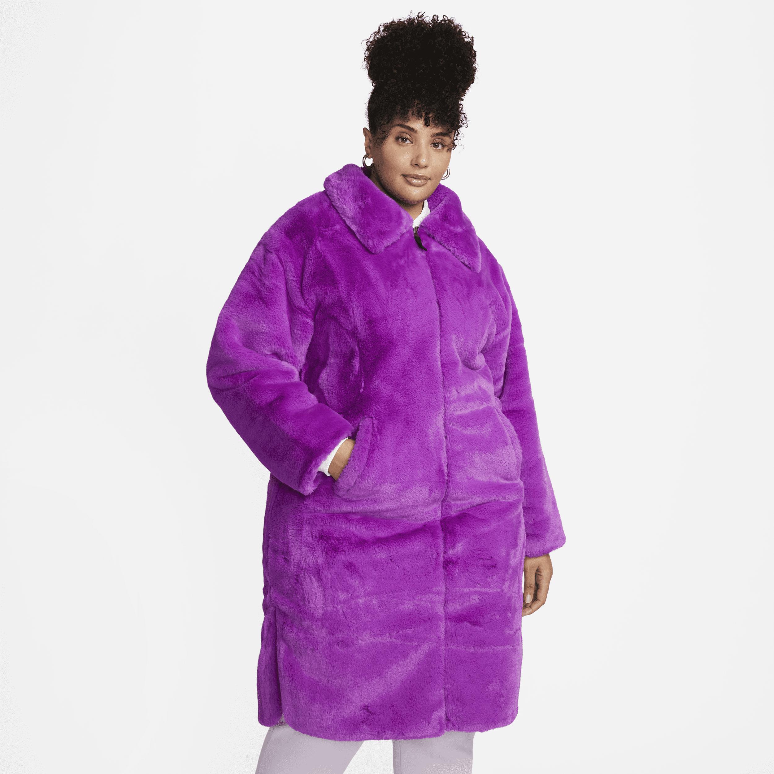 Nike Sportswear Plush Faux Fur Long Jacket (plus in Purple | Lyst