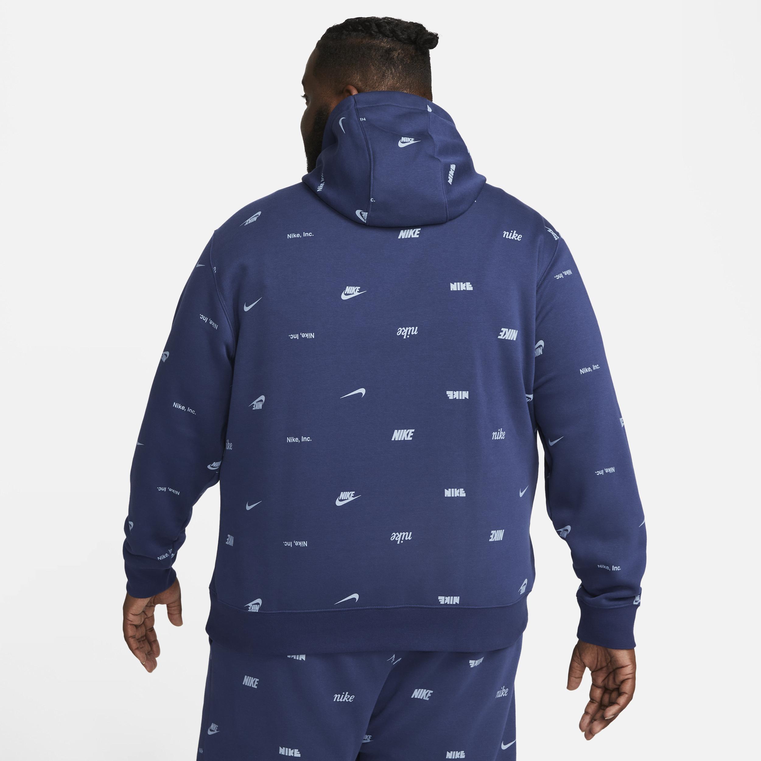 nike sportswear club pullover all over print hoodie erkek sweatshirt