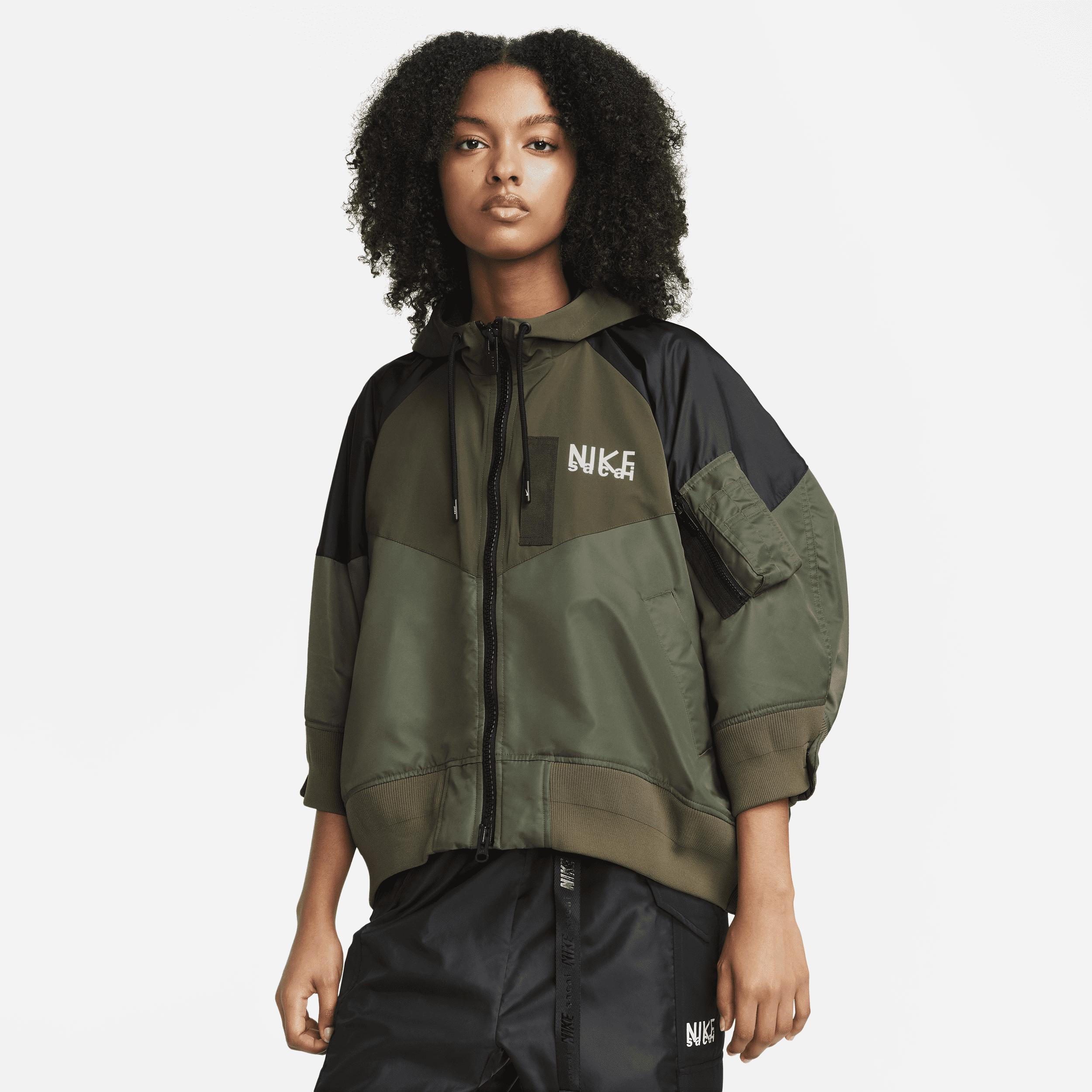 Nike X Sacai Full-zip Hooded Jacket In Green, | Lyst