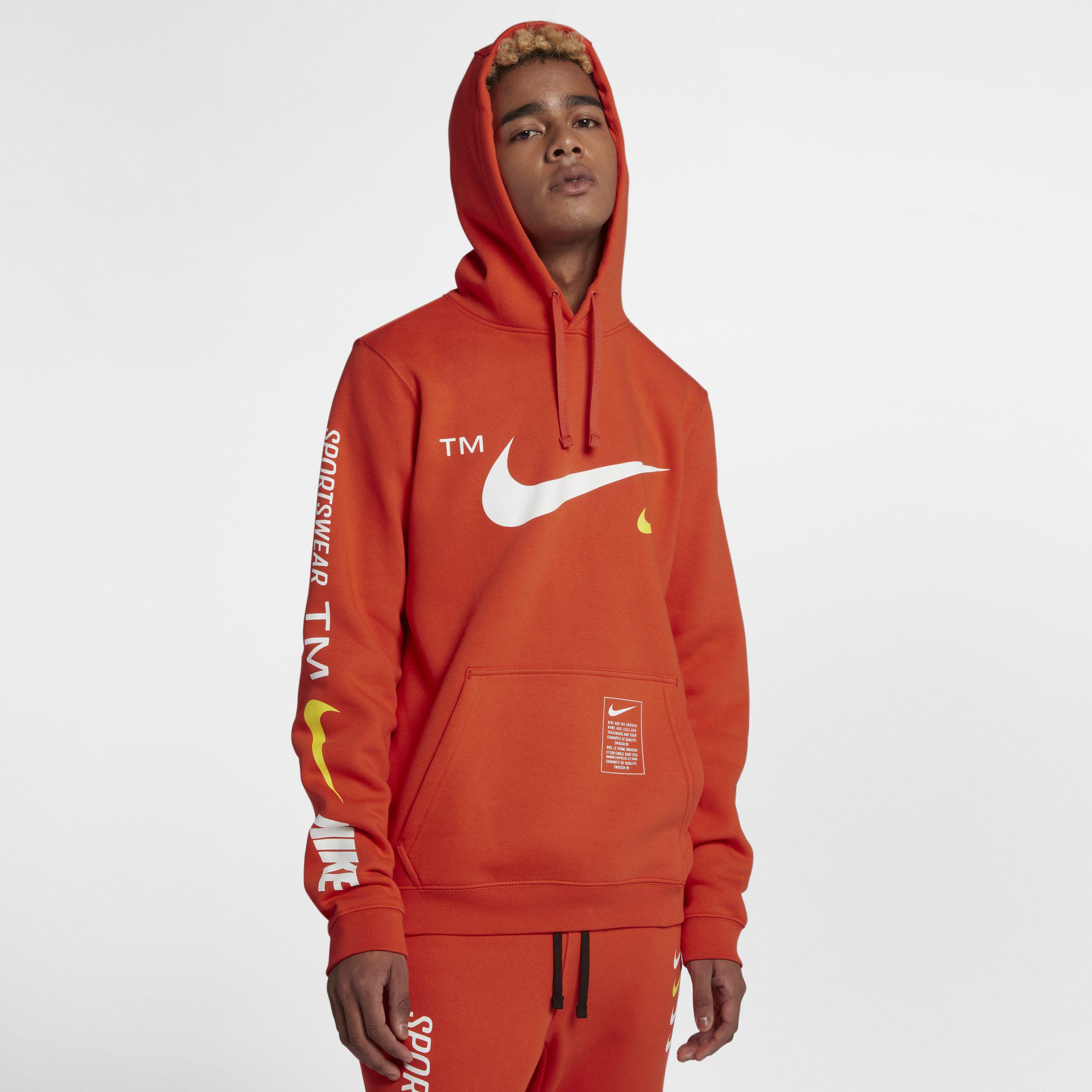 nike sportswear club hoodie orange online -