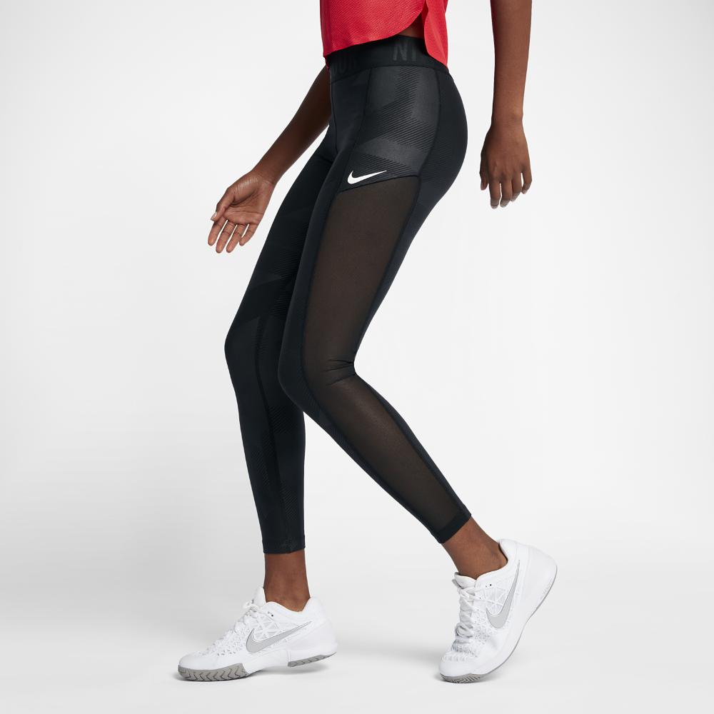 Womens Nike Court Baseline Tennis Leggings Black New Power Ball