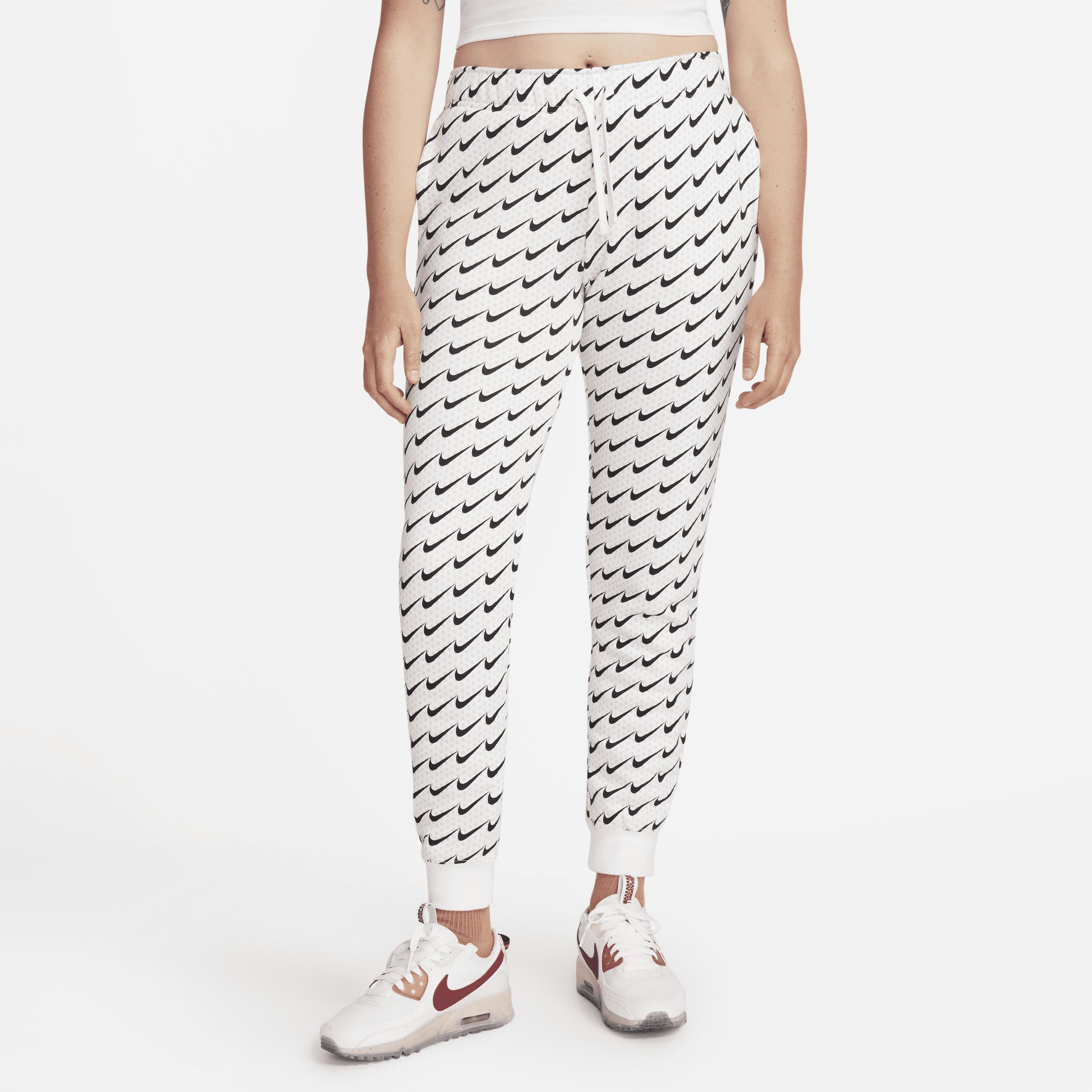Nike Sportswear Club Fleece Midrise Monogram Pants In White, Lyst