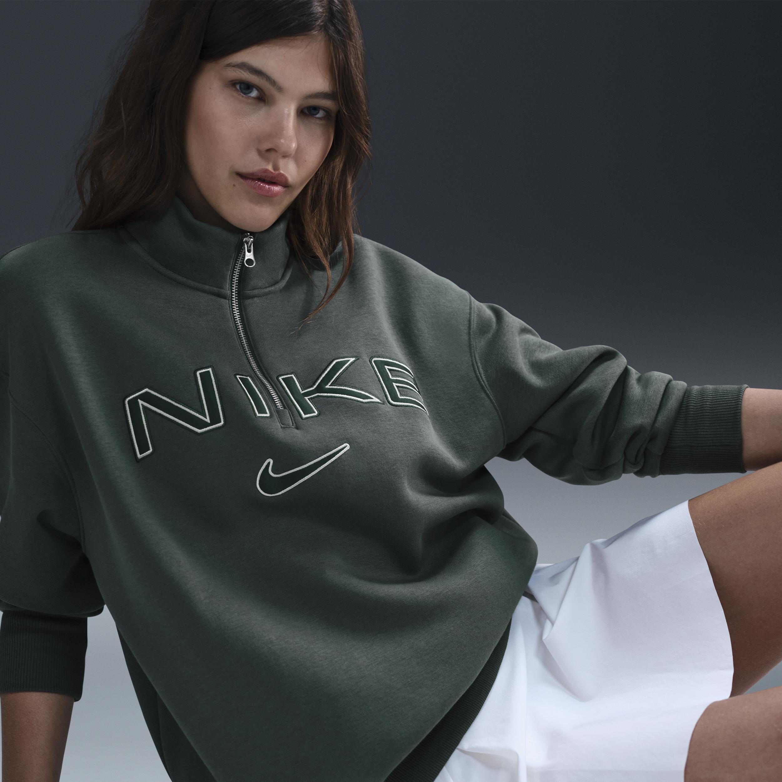 Nike Sportswear Phoenix Fleece Oversized 1/4-Zip Logo Top in