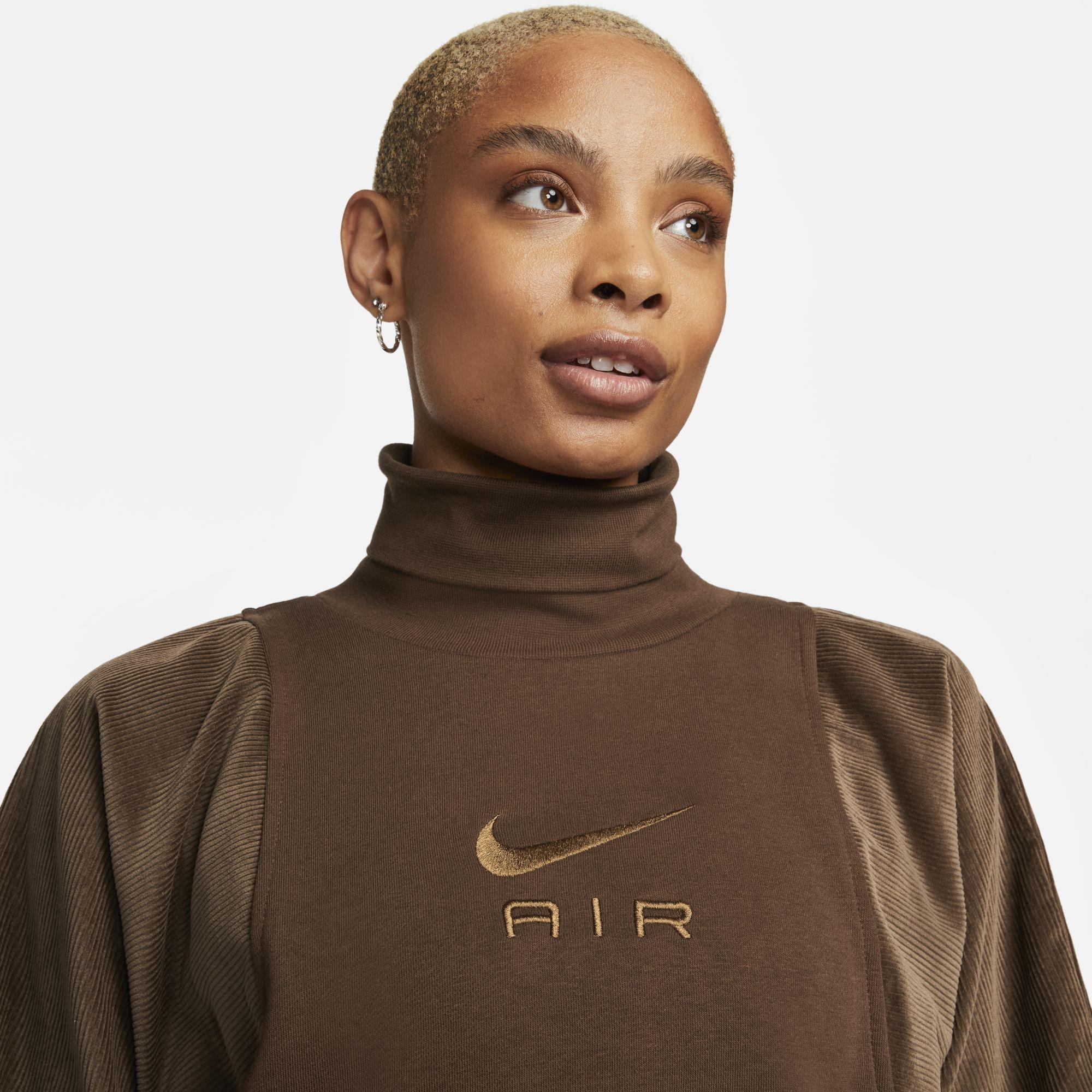 Nike Air Corduroy Fleece Top in Brown Lyst