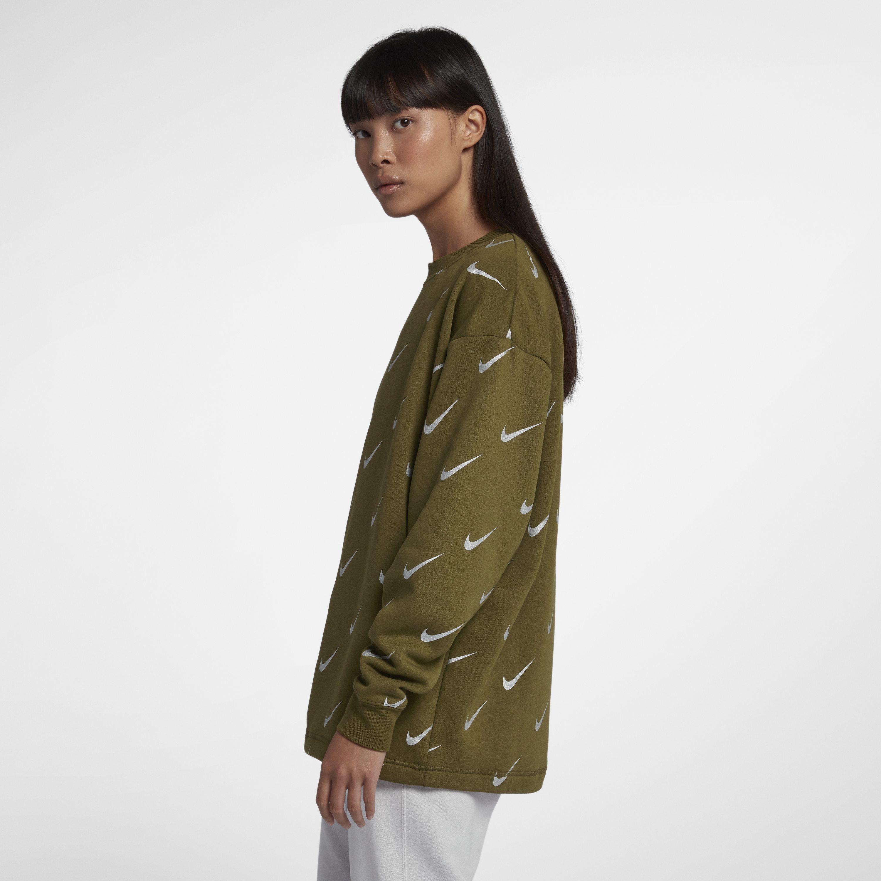 nike sportswear rally women's print metallic crew