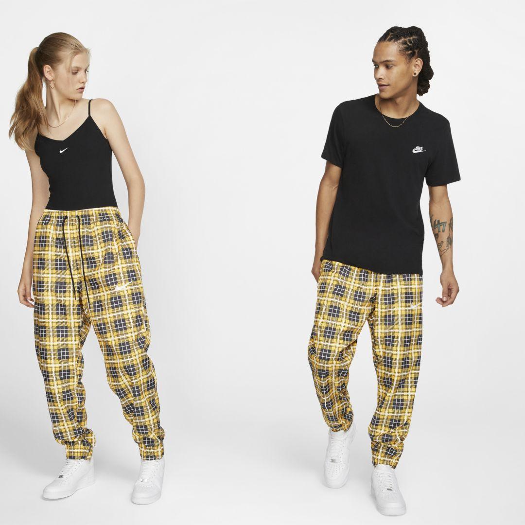 Nike Woven Checked Tracksuit Bottoms in Yellow for Men - Lyst
