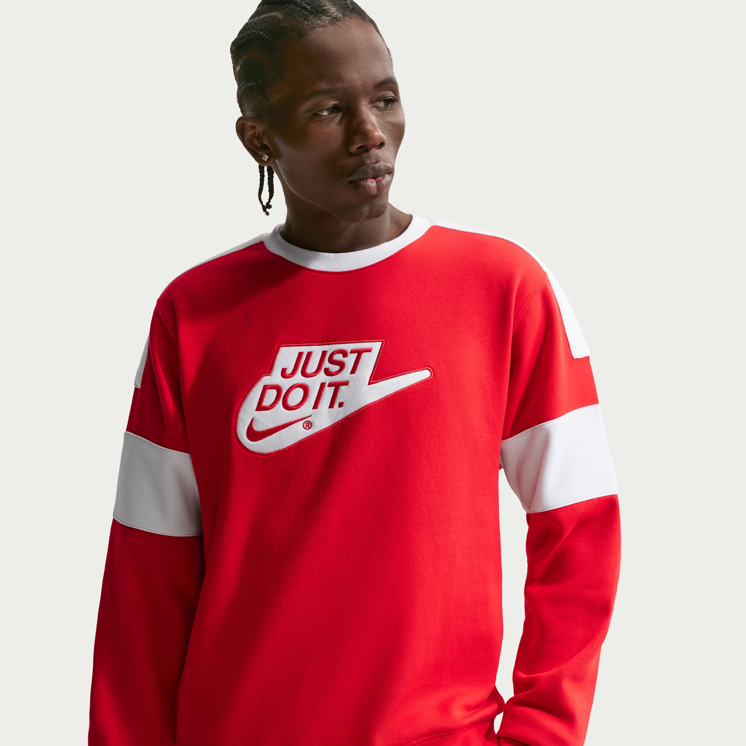 nike club fleece crew red