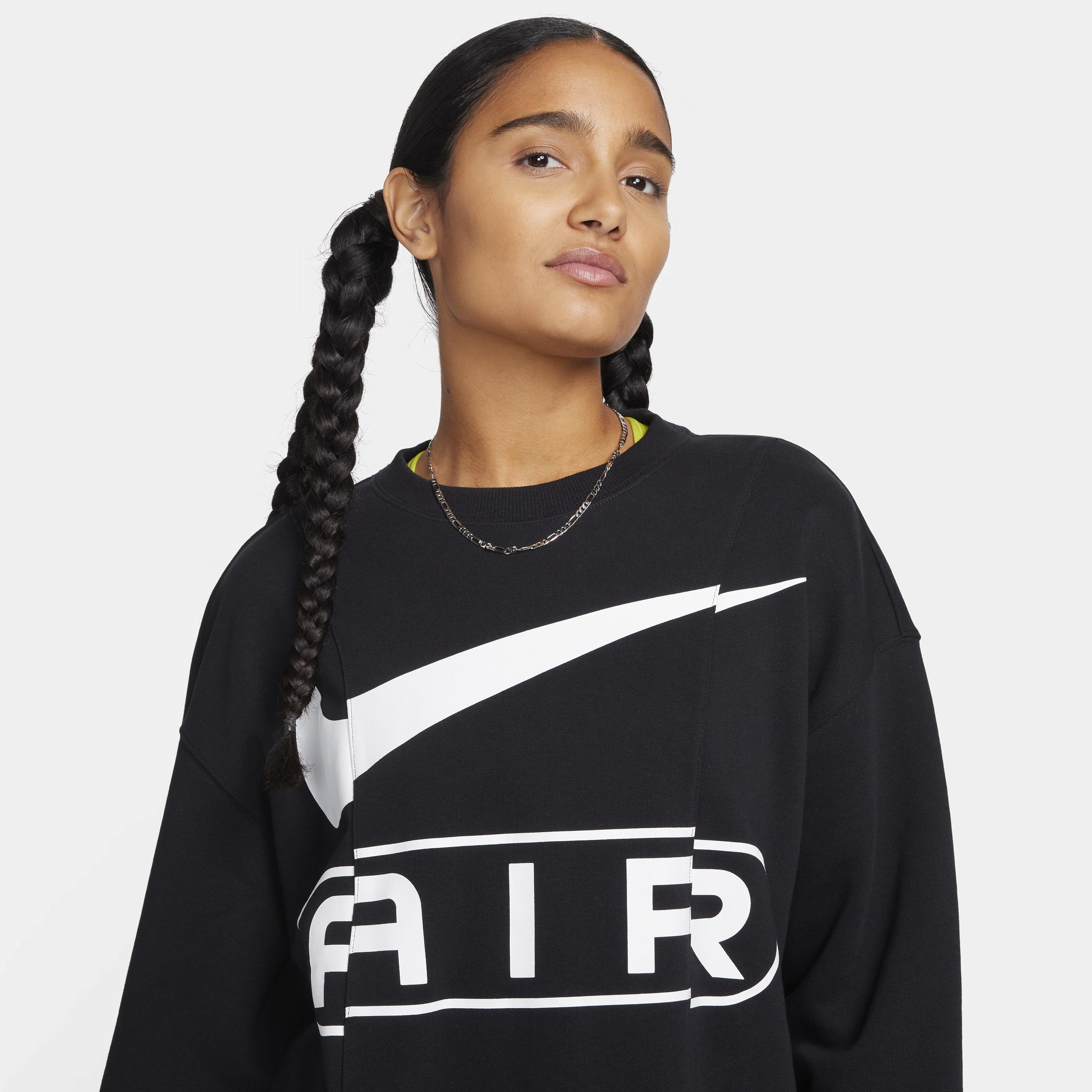 Nike Air Over oversized Crew neck French Terry Sweatshirt Cotton polyester in Black Lyst UK