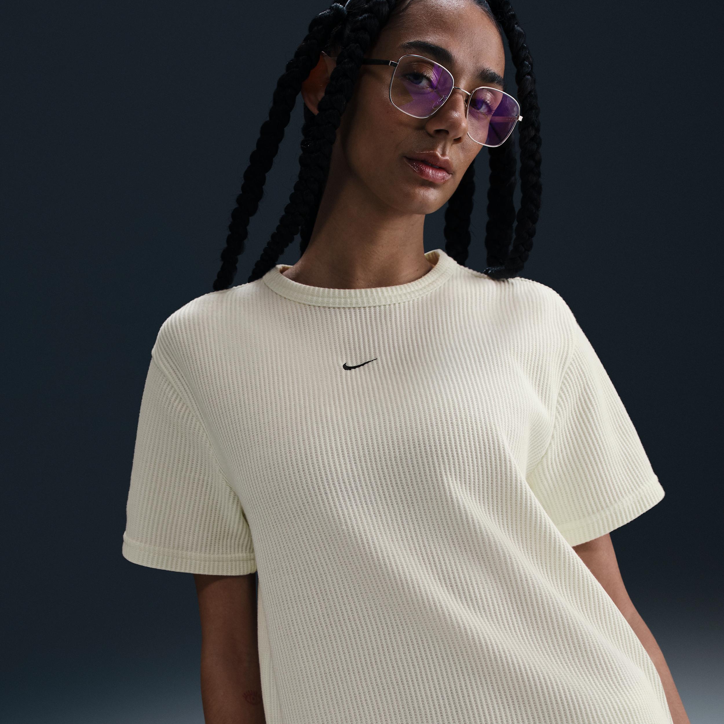 Nike Sportswear Chill Waffle Loose Short-Sleeve Top in White