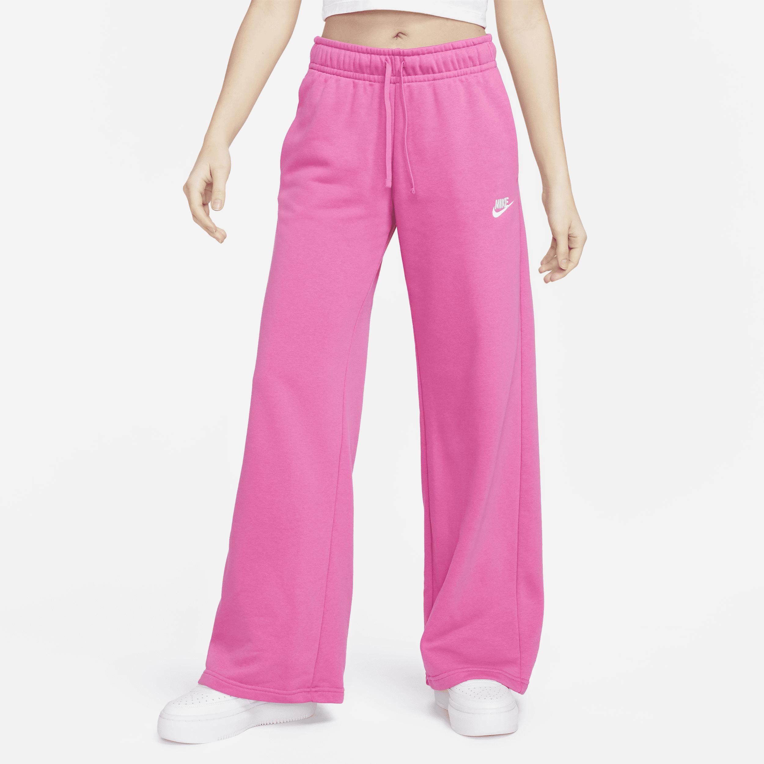 Nike Club Fleece Mid-rise Wide-leg Sweatpants In Pink, |