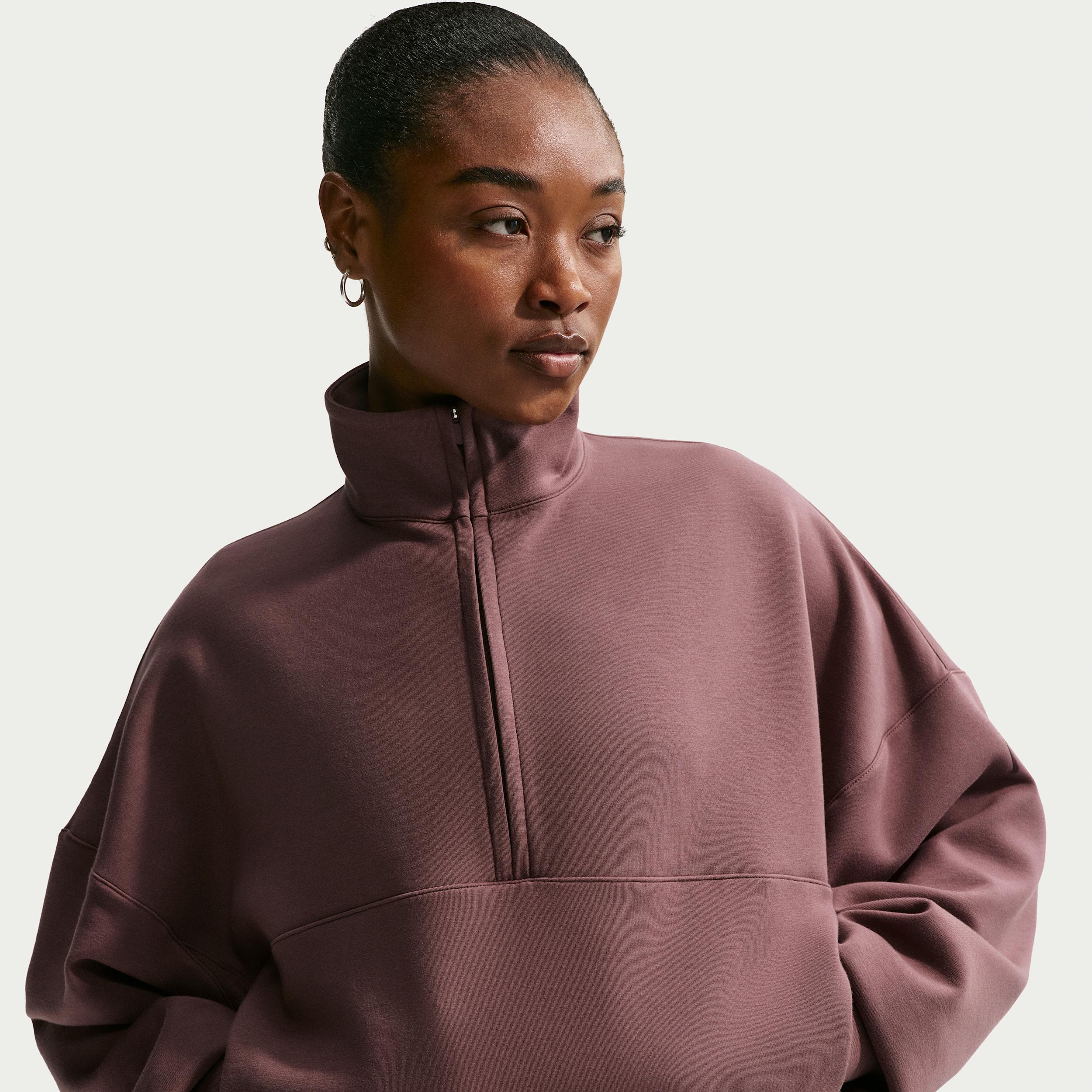 Nike 24.7 Impossiblysoft Dri-Fit Oversized 1/2-Zip Top in Brown | Lyst