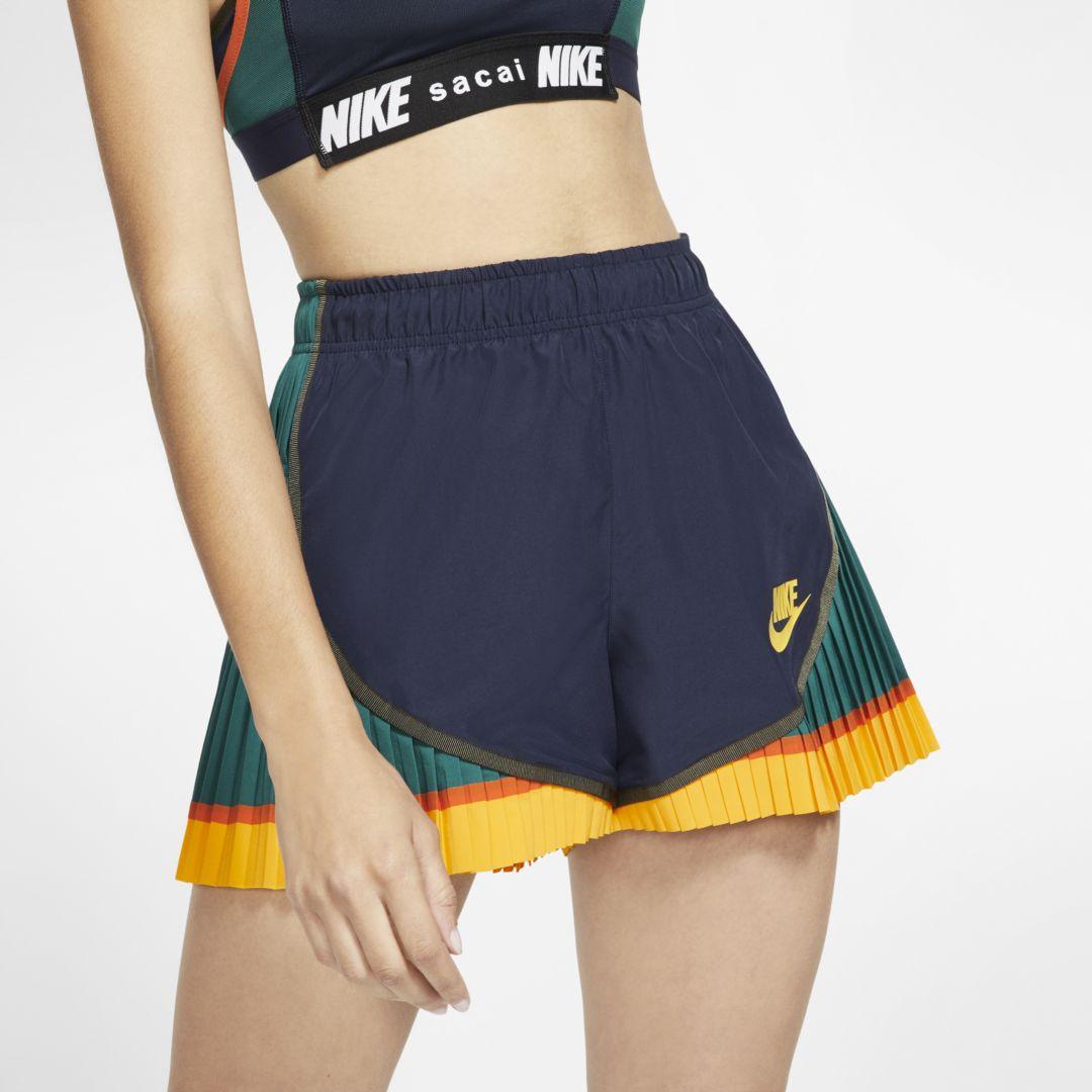 Nike Synthetic X Sacai Womens Pleated Tempo Shorts in Blue | Lyst