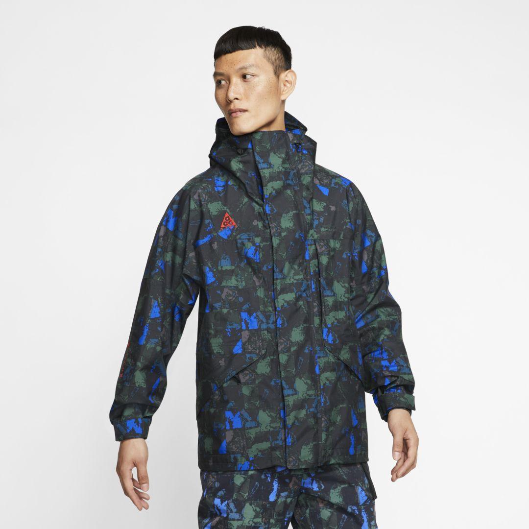 Nike Wool Acg Gore Tex Allover Print Jacket In Blue For Men Lyst
