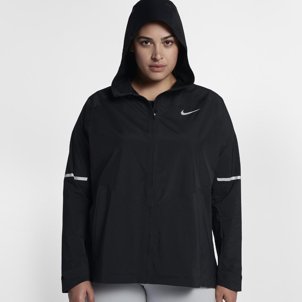 Nike Synthetic Zonal Aeroshield Women's Running Jacket (plus in Black/Black/Metallic Silver 
