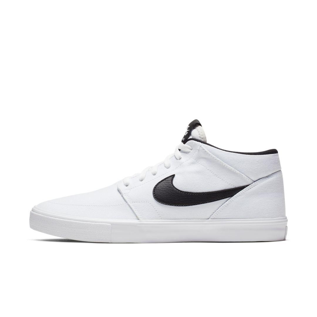 Nike Sb Portmore 2 Solarsoft Mid Canvas Skate Shoe in White for Men - Lyst