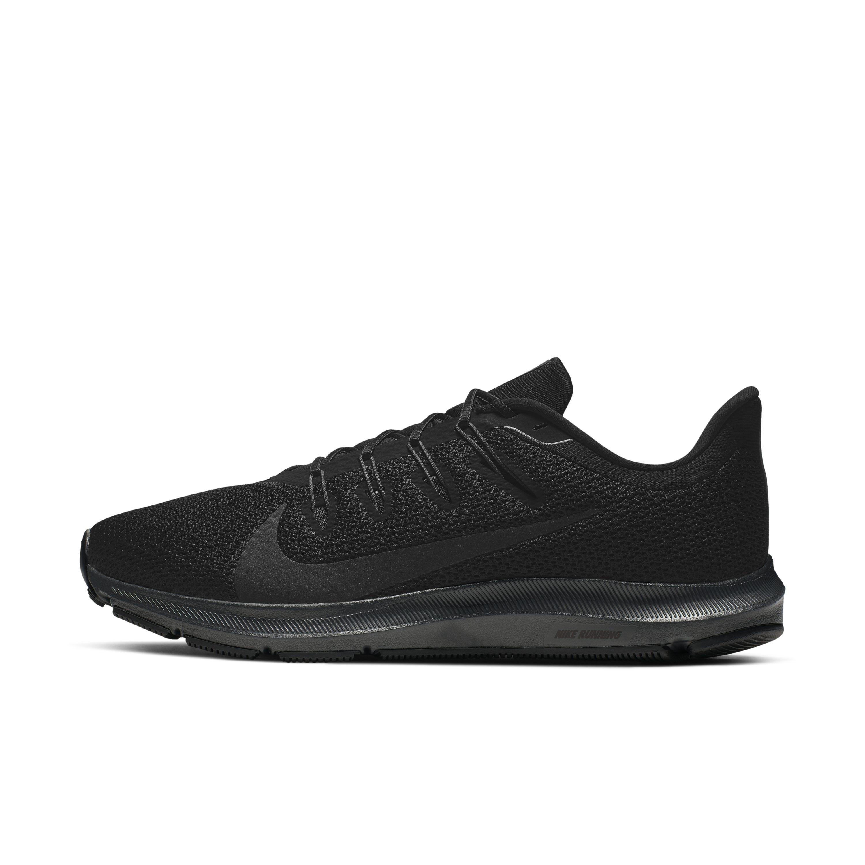 nike running quest trainers in triple black