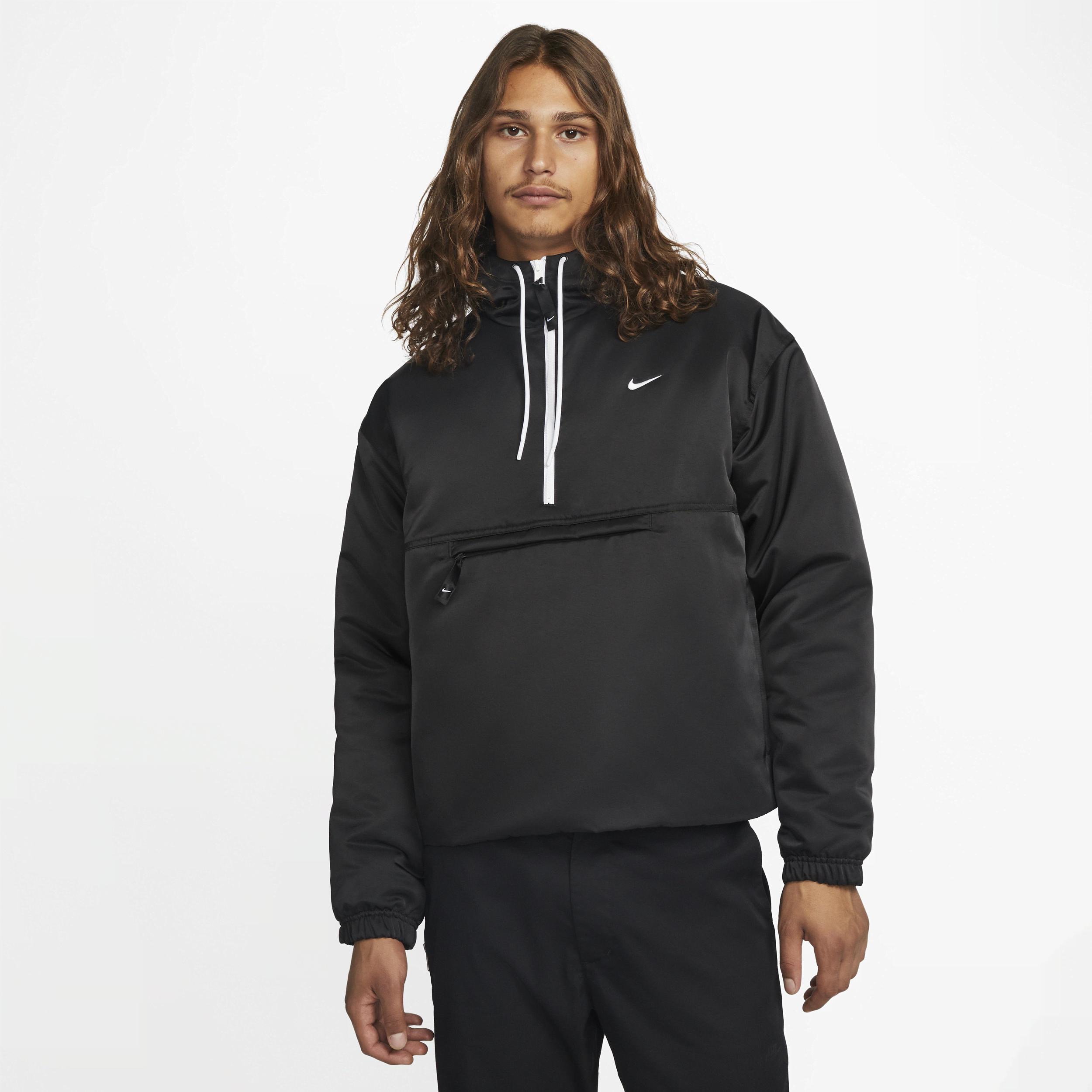 Nike Solo Swoosh Satin Anorak Jacket in Black for Men | Lyst