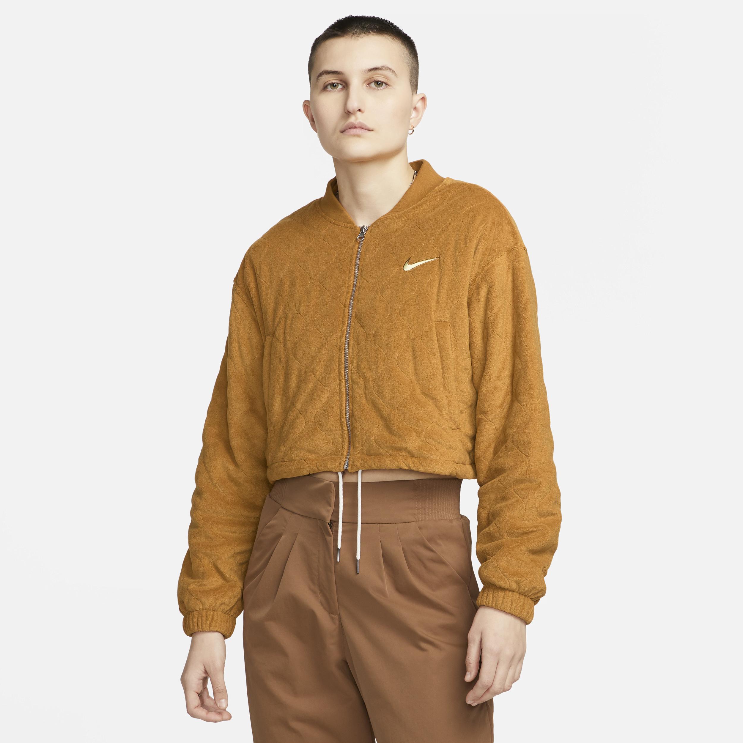 Nike Sportswear Terry Quilted Jacket In Brown, | Lyst