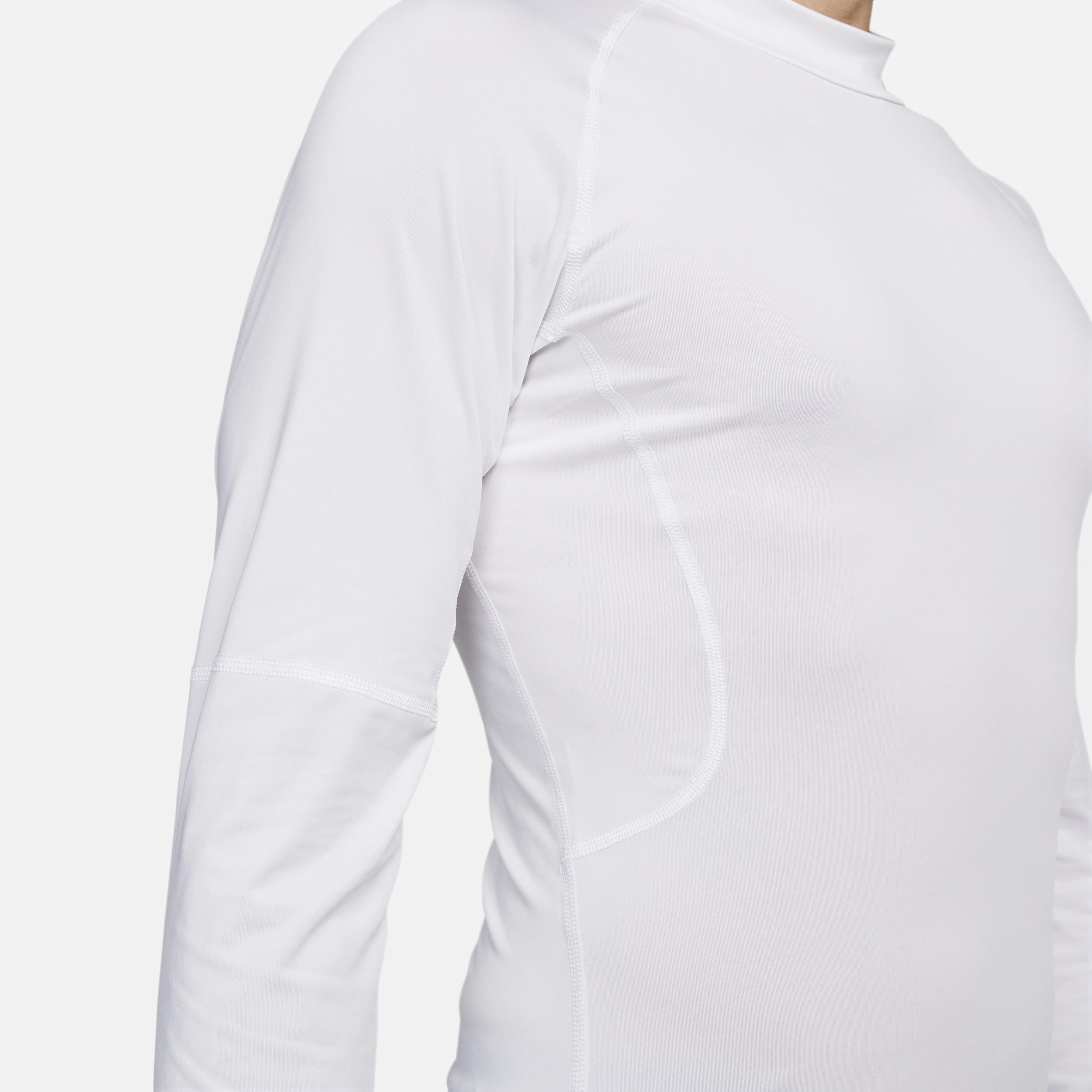 Nike Pro Dri-Fit Fitness Mock-Neck Long-Sleeve Top in White for