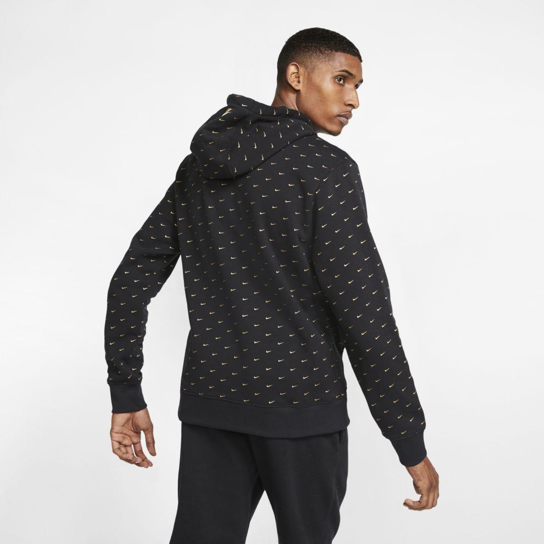 Nike Fleece Sportswear Swoosh Pullover Hoodie in Black for Men | Lyst