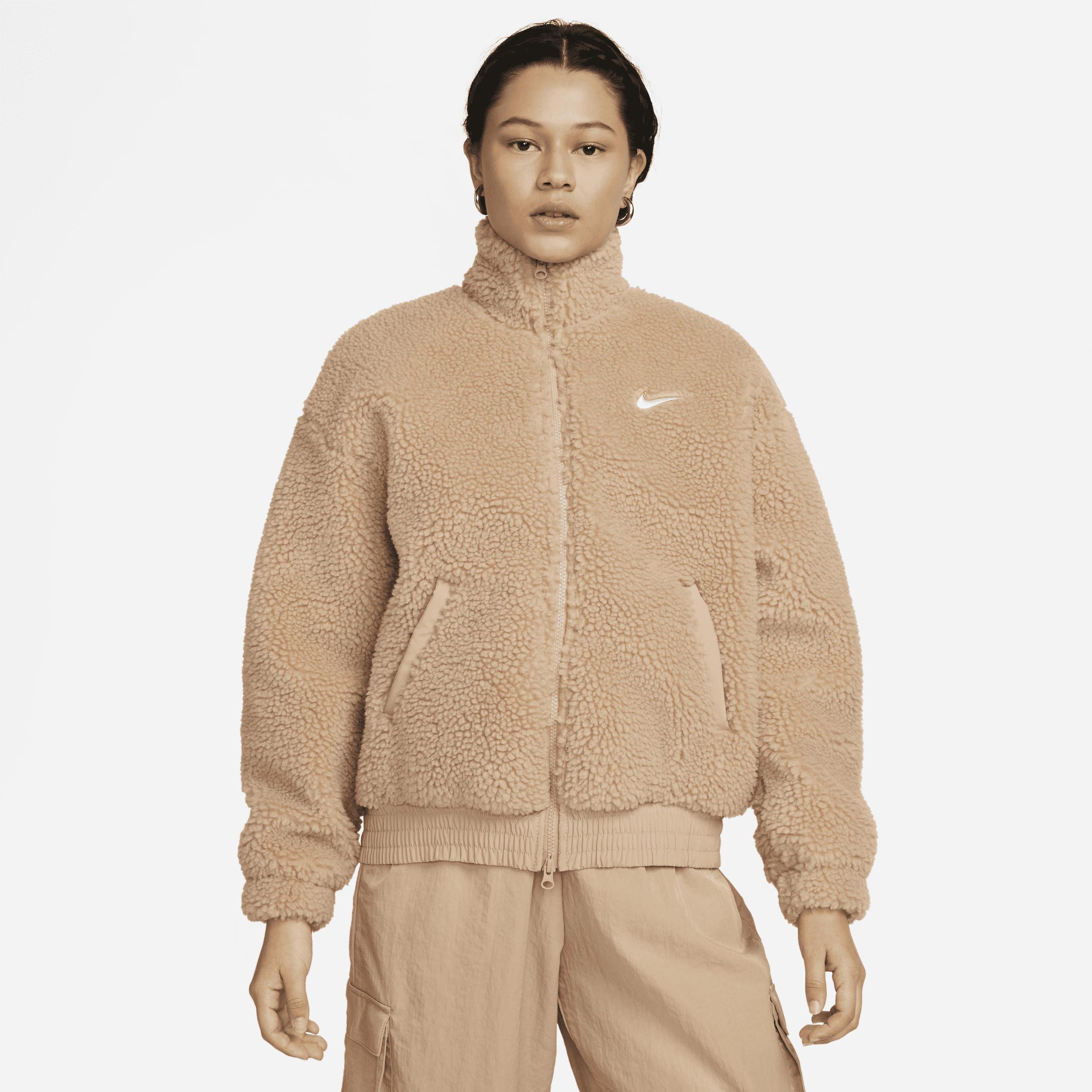Nike Sportswear Swoosh Plush Jacket In Brown, in Natural | Lyst