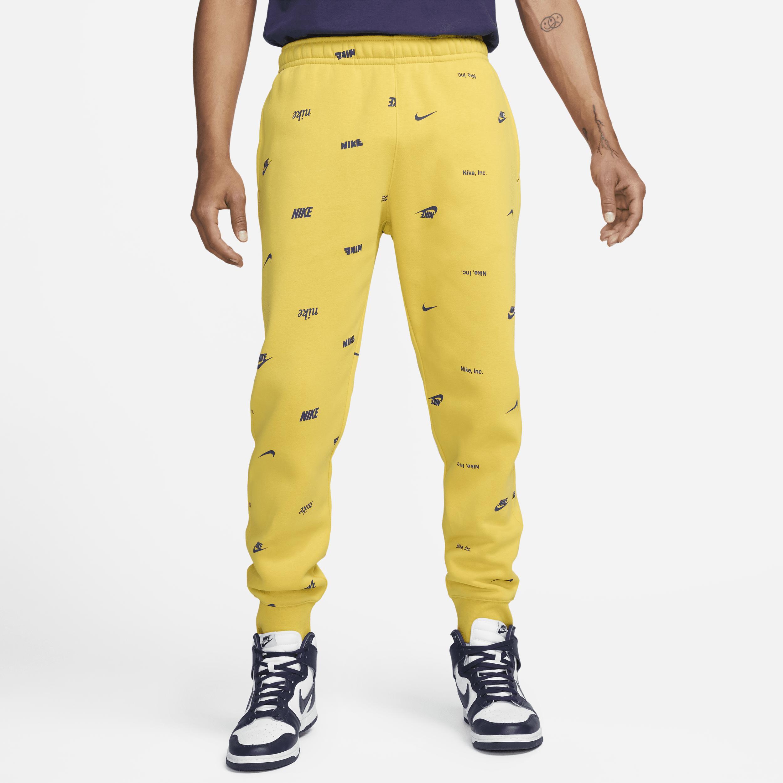 Nike Club Fleece Brushed-back Allover Print Jogger Pants in Yellow for Men  | Lyst