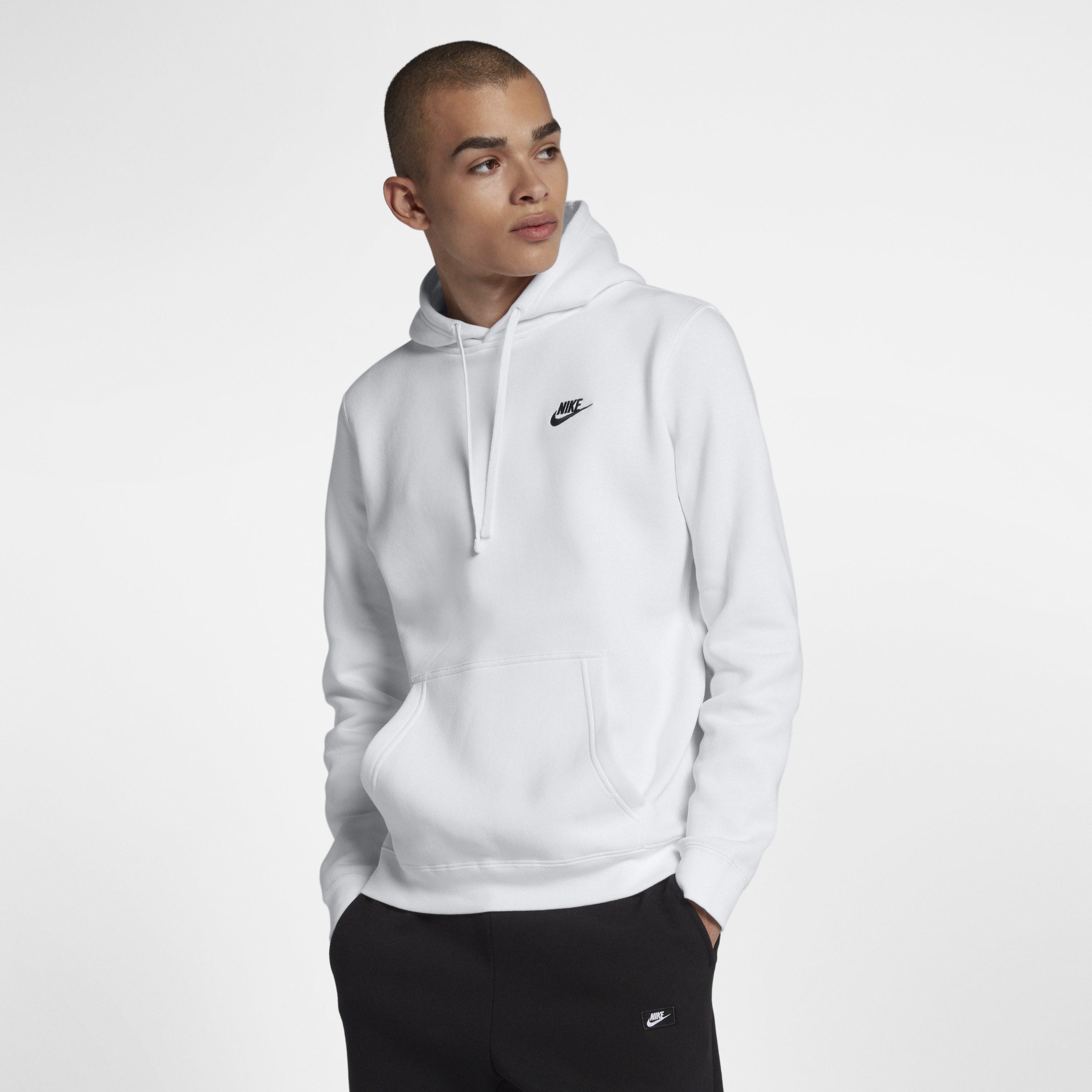 Nike Cotton Pullover Hoodie With Embroidered Logo in White for Men - Lyst